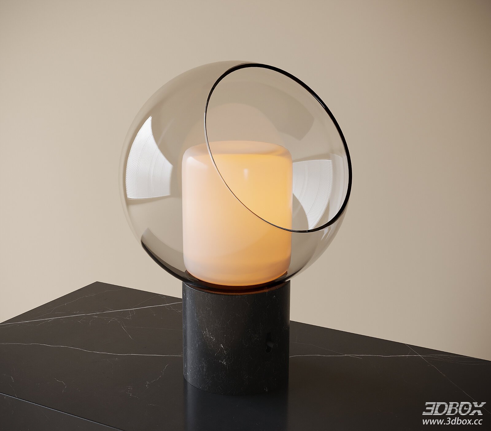 Modern Glass Sphere Table Lamp with Marble Base