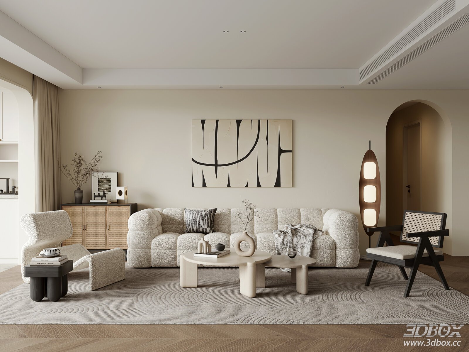 Wabi Sabi Style Modern Minimalist Living Room Interior