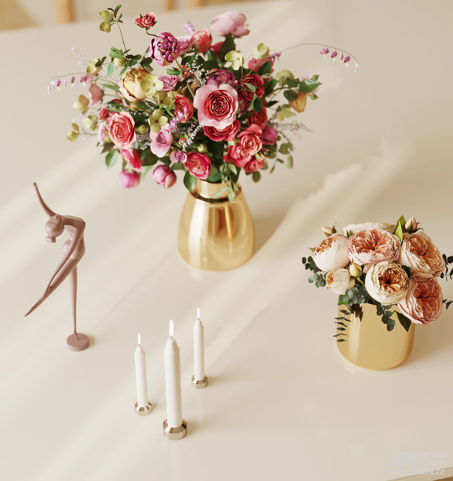 Modern Golden Vase Flower Bouquet Decor Set