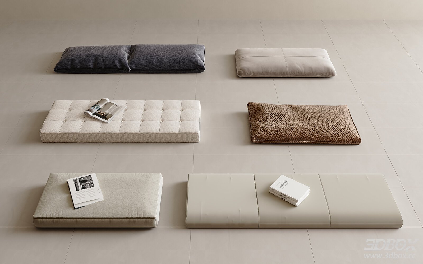 Modern Fabric Leather Floor Window Sill Cushion Set