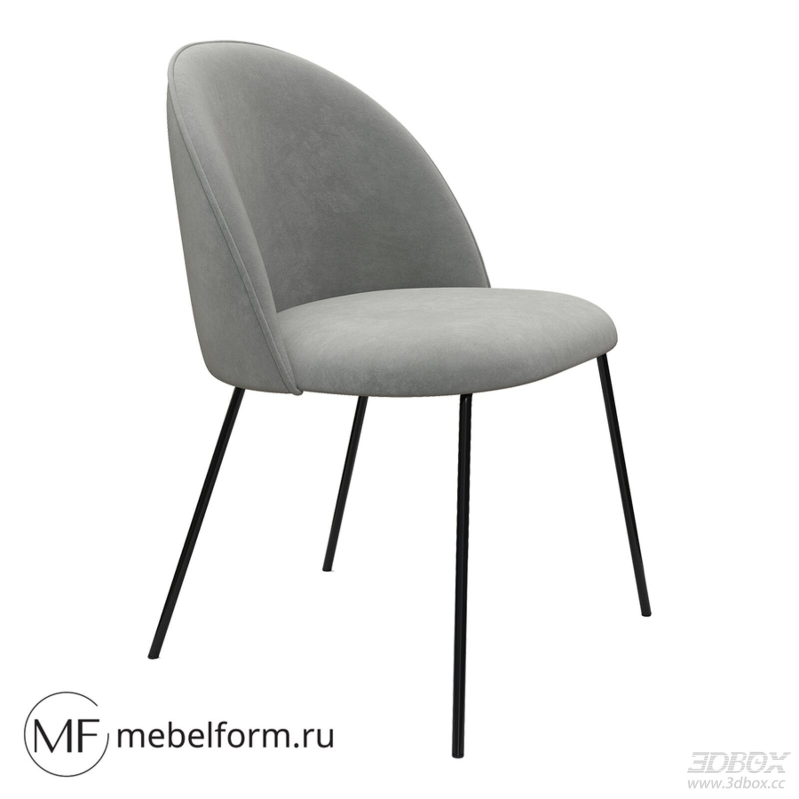 Modern Gray Velvet Upholstered Dining Chair with Metal Legs