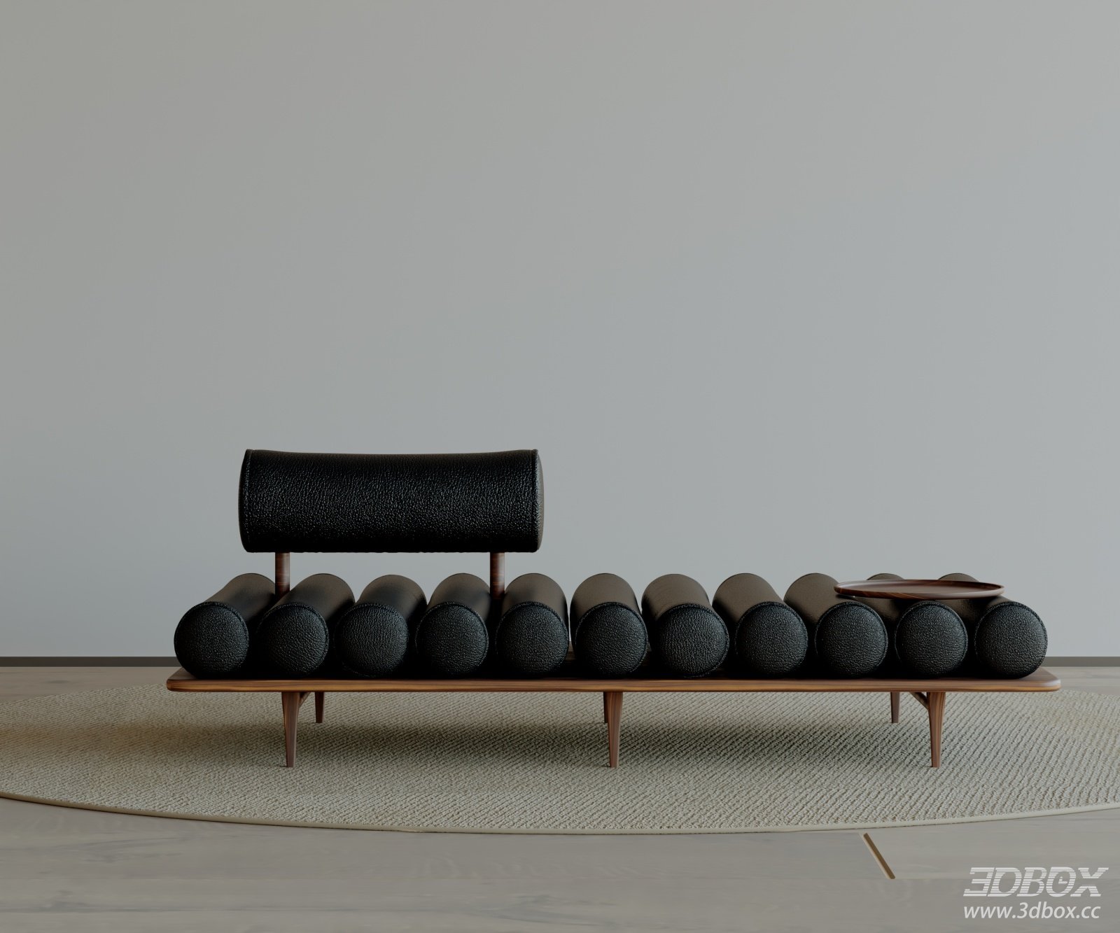 Modern Leather Walnut Entryway Bench Stool