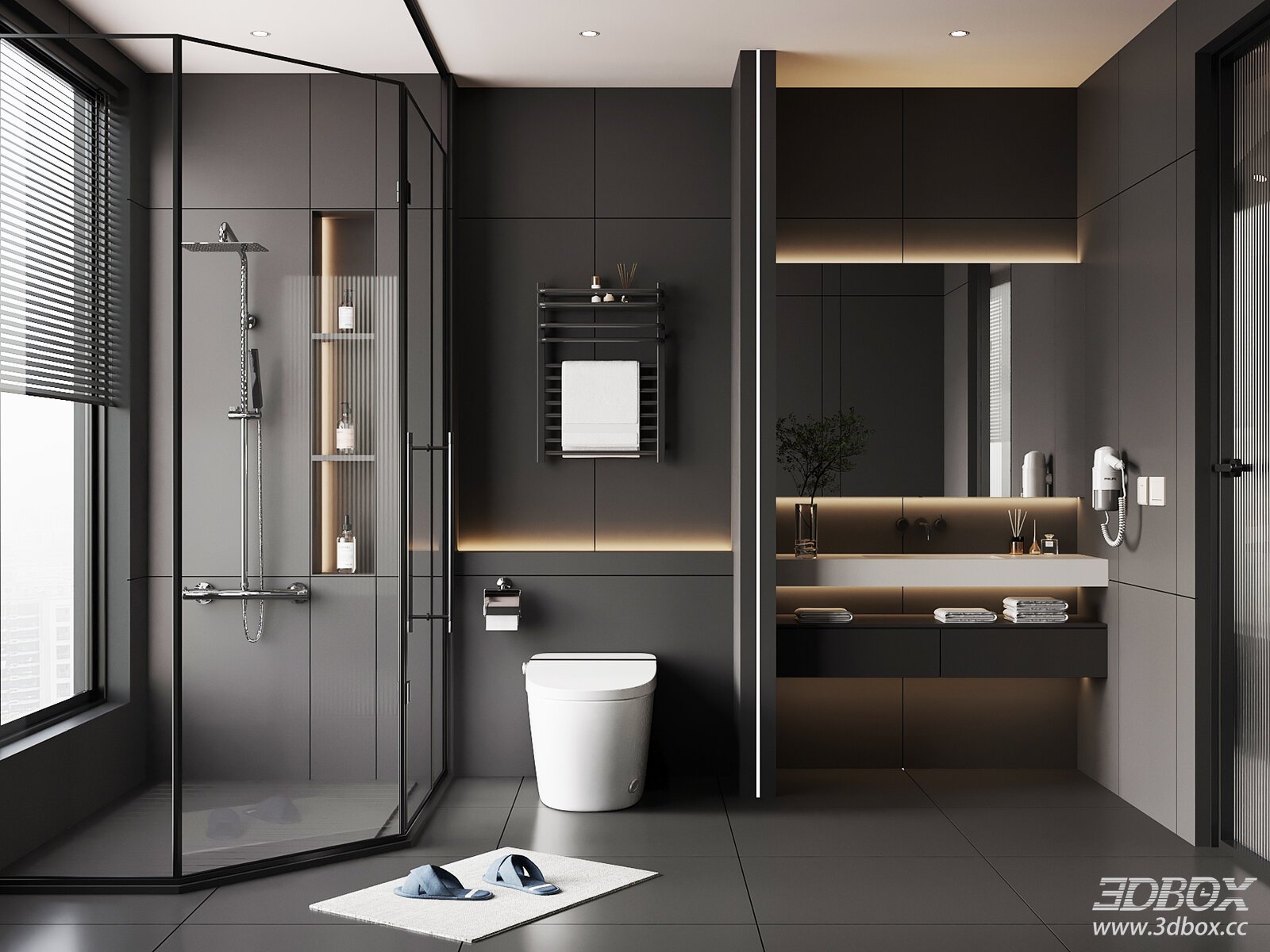 Modern Italian Style Luxury Minimalist Bathroom Scene