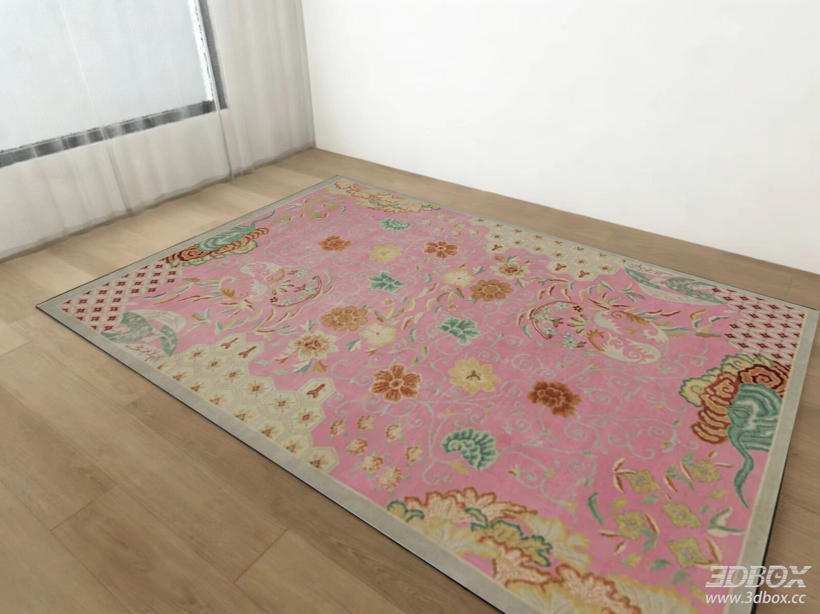 Pink Floral Pattern Decorative Carpet