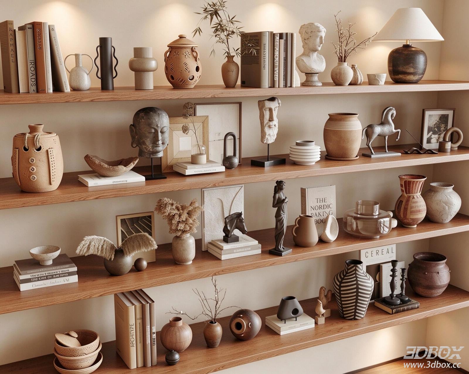 Wabi Sabi Decorative Set with Vases Sculptures and Books