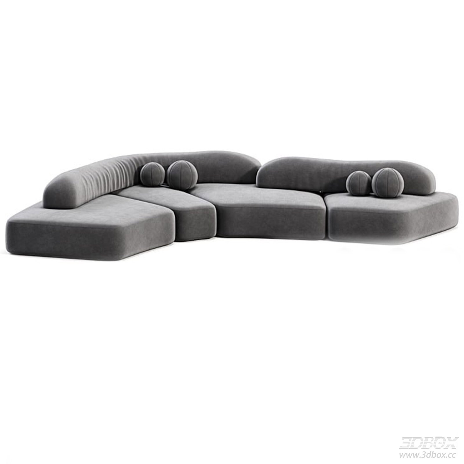 Grey Modular Curved Velvet Sofa Set