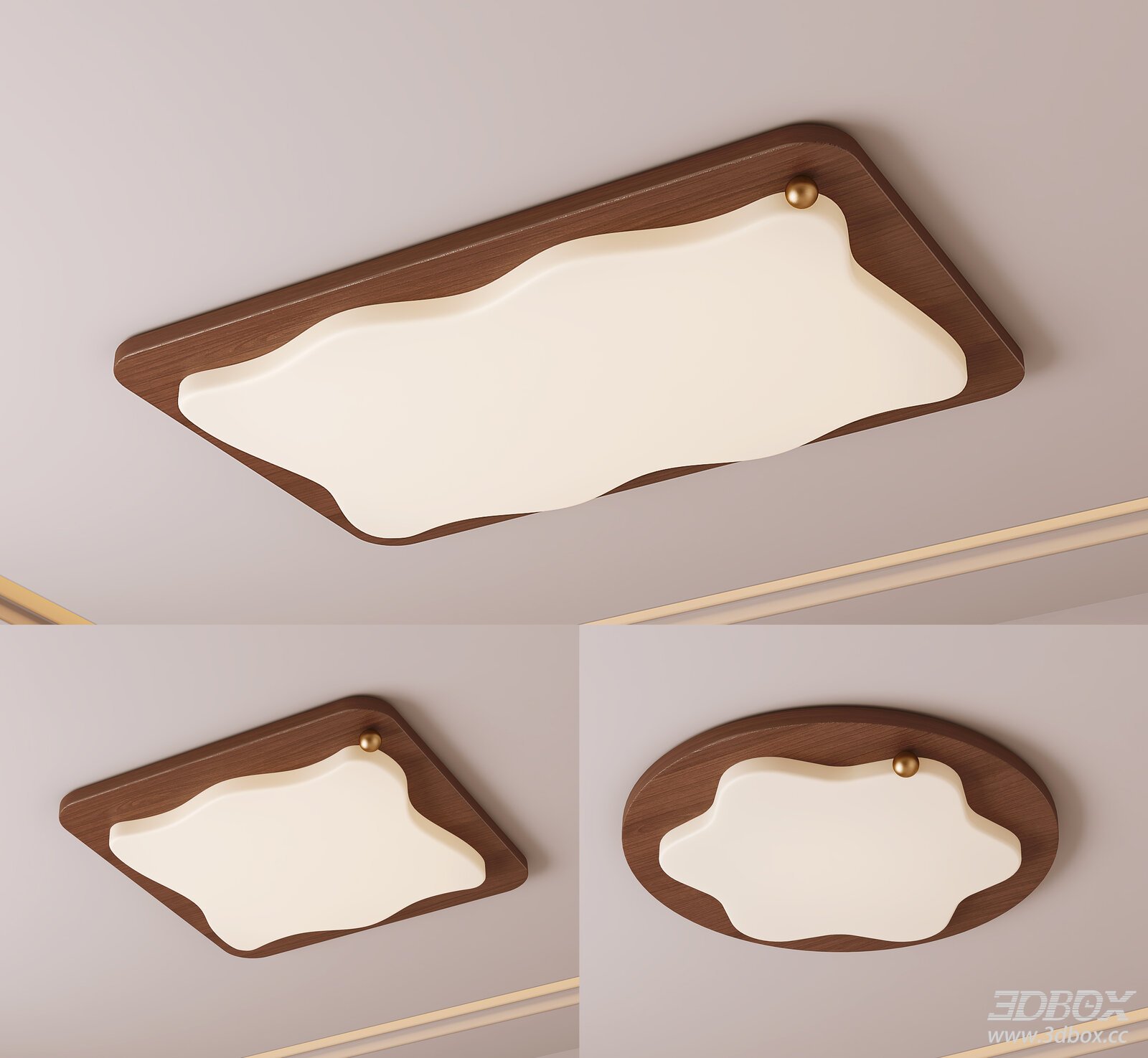 Mid Century Modern Wooden Ceiling Lamp Set