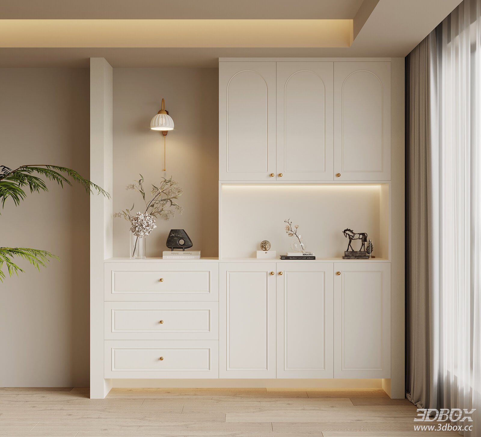 French Cream Style Entryway Shoe Cabinet Hallway Storage Unit