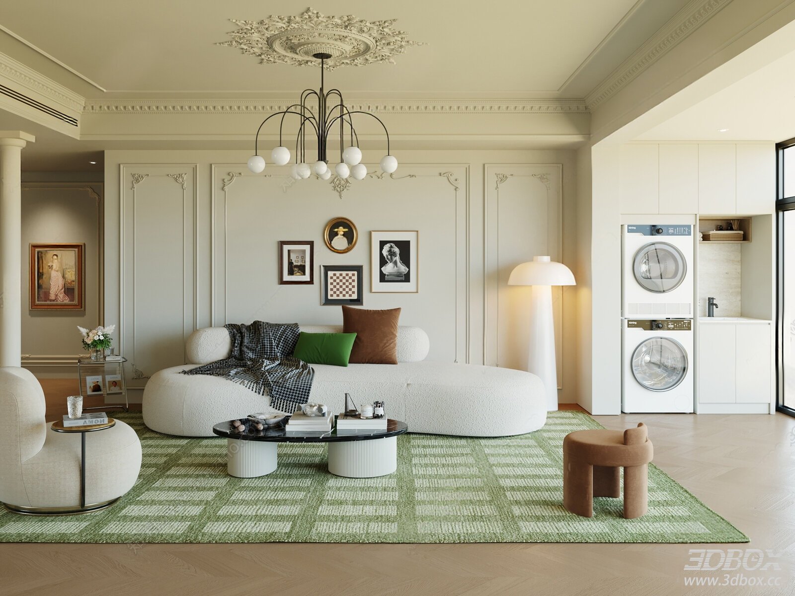 French Cream Style Modern Luxury Living Room Interior