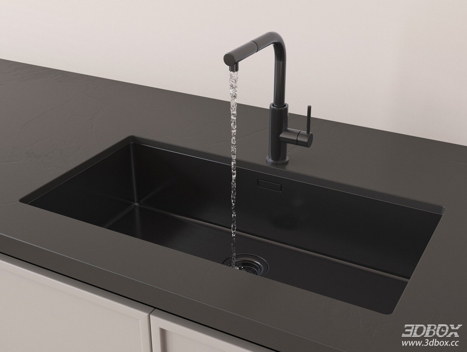 Modern Black Kitchen Sink with Matte Faucet
