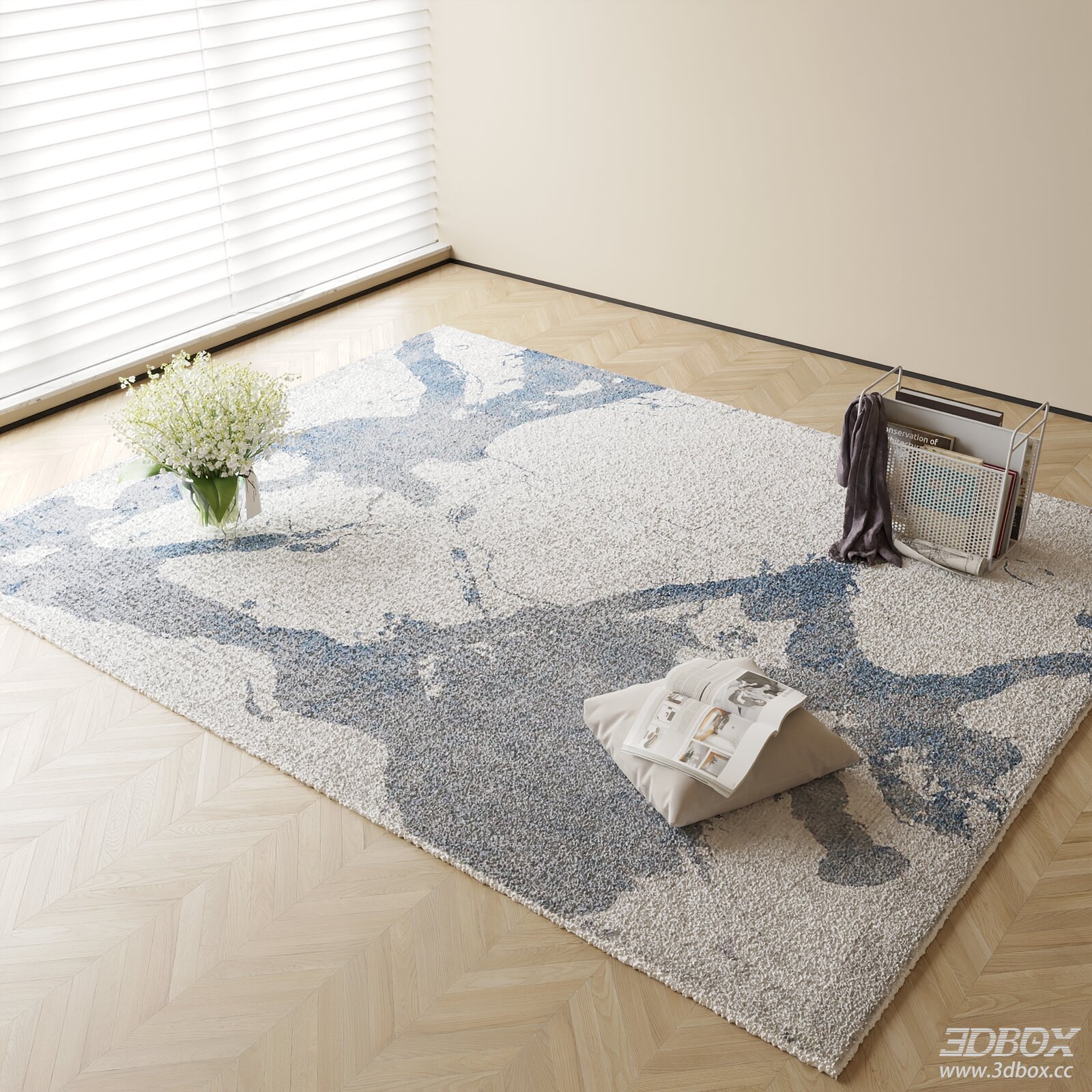 Modern Abstract Blue Grey Area Rug