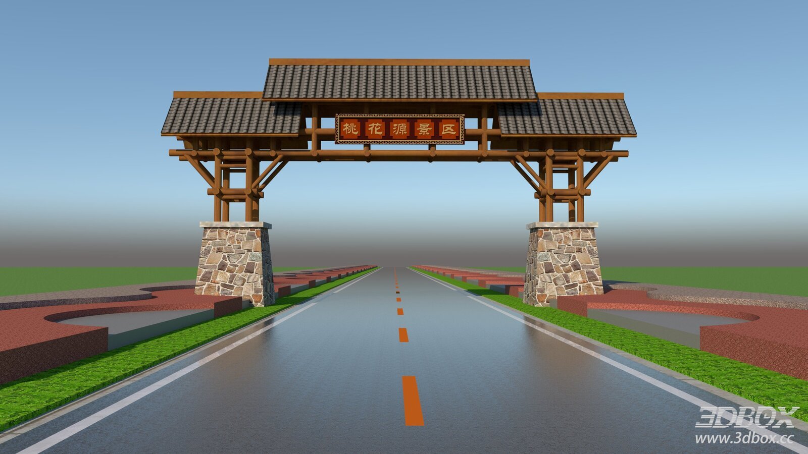 Traditional Scenic Area Entrance Archway Architecture