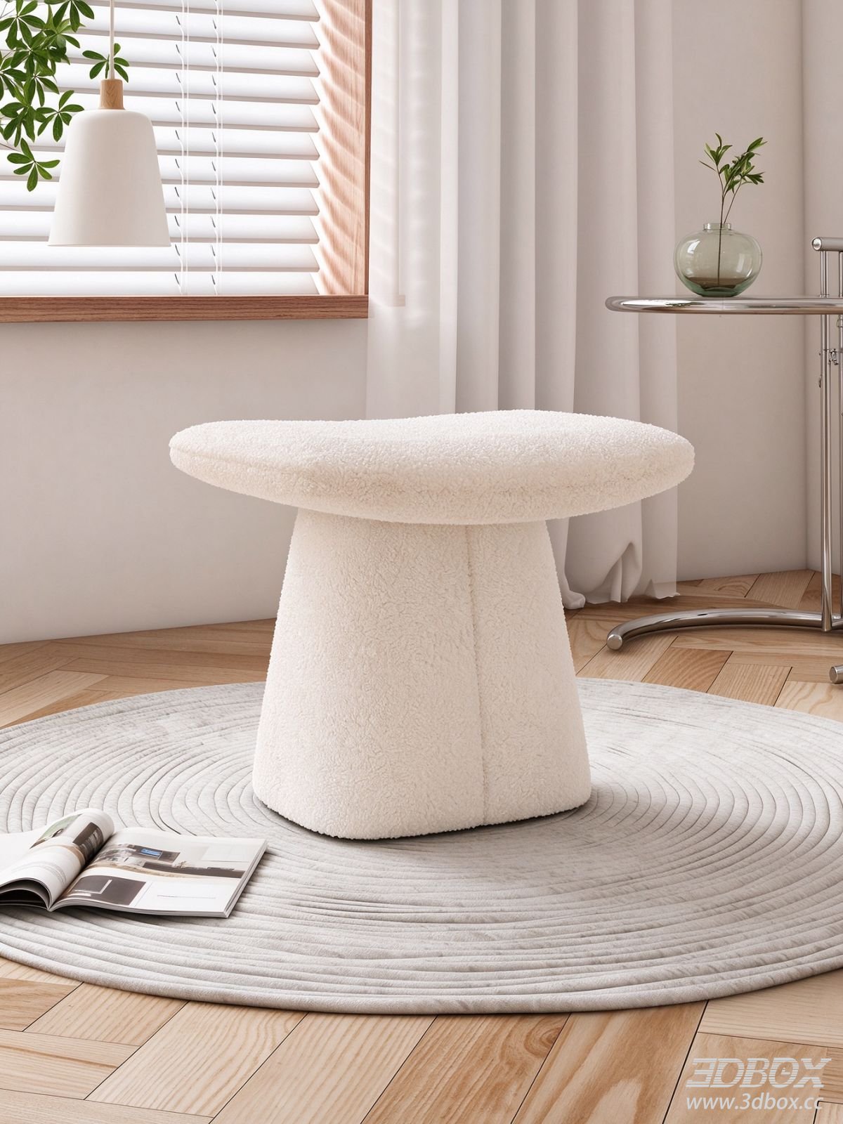 Modern Fluffy Fabric White Coffee Table