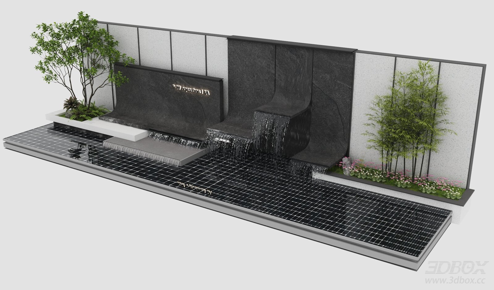 Modern Cascading Water Feature Wall Landscape
