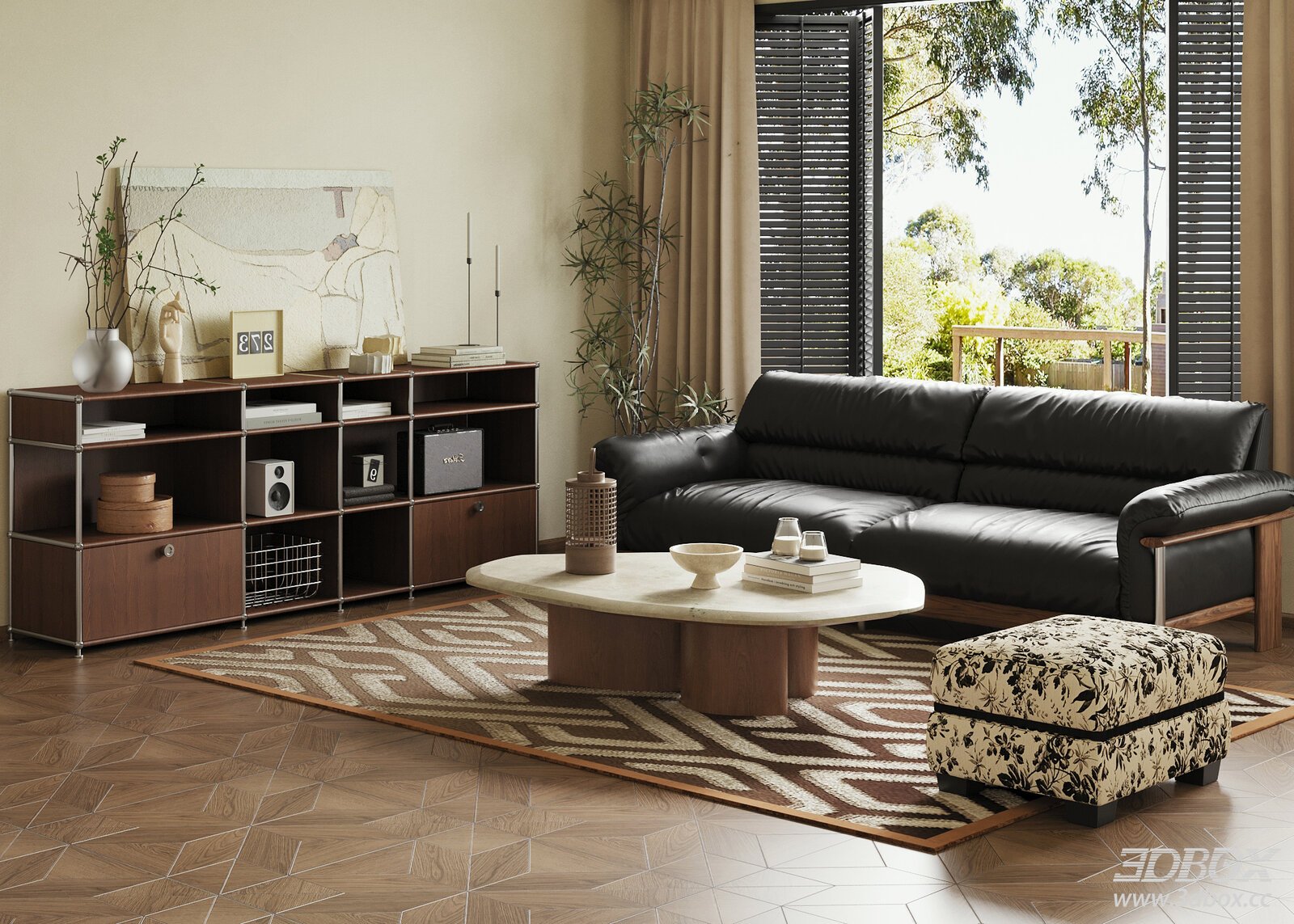 Wabi Sabi Vintage French Style Living Room Scene