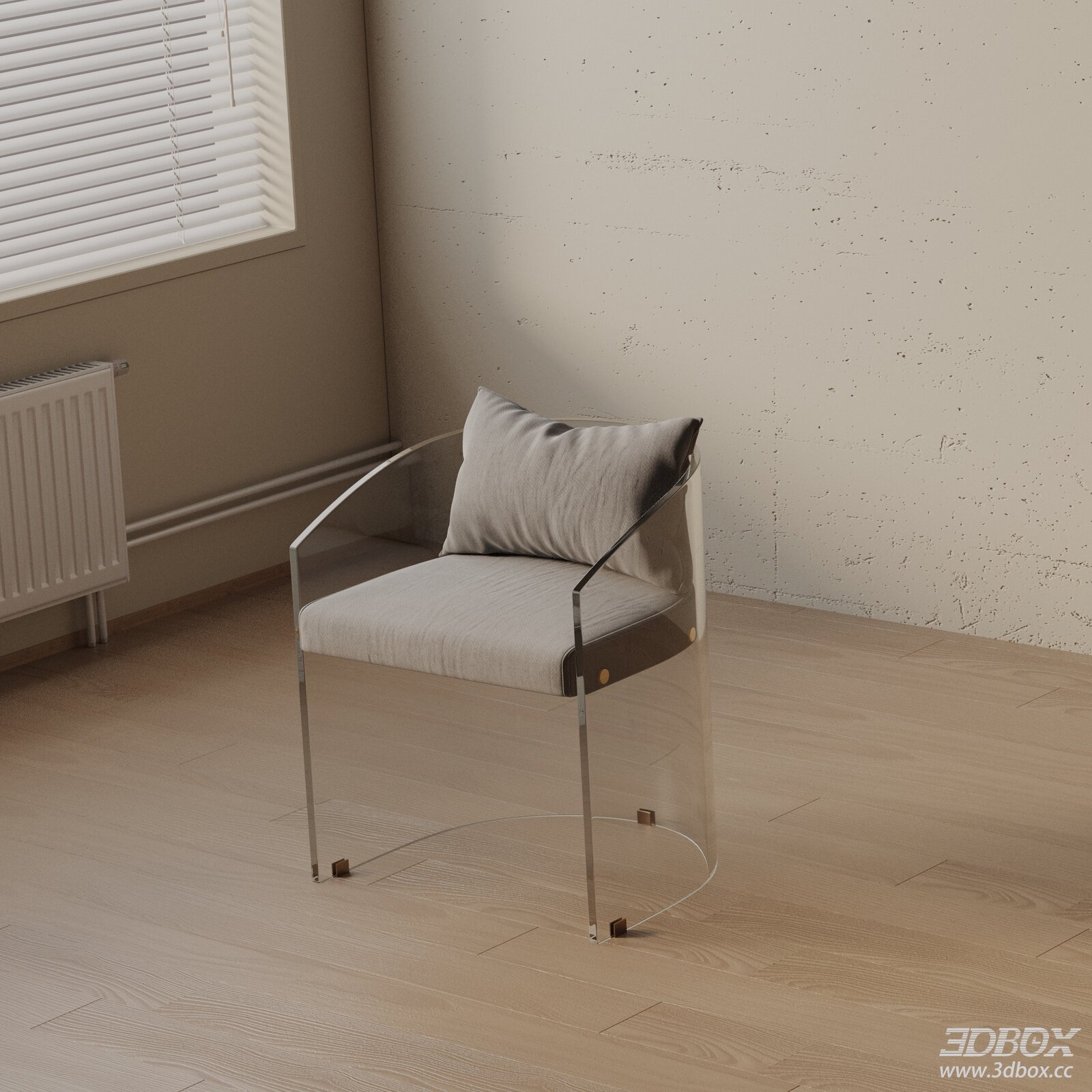 Modern Transparent Acrylic Frame Armchair Fabric Upholstery