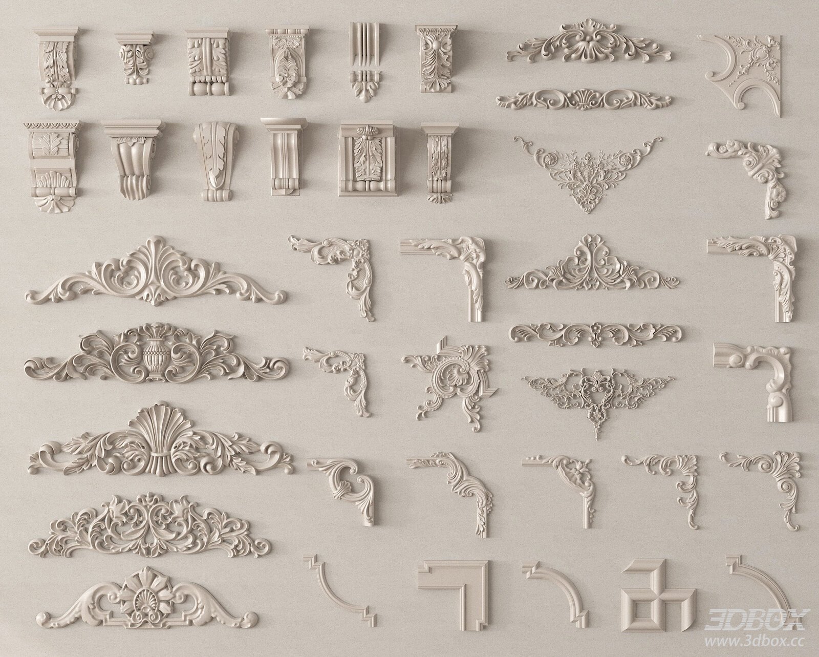 Classic Carved Decorative Plaster Ornament Set