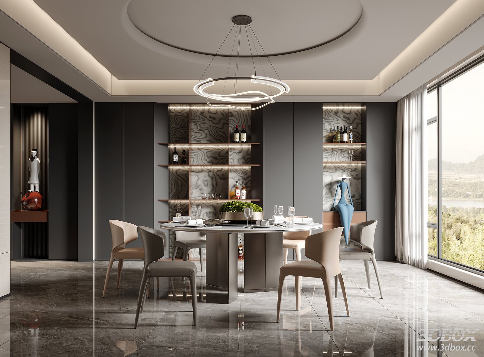 Modern Italian Style Luxury Dining Room Interior