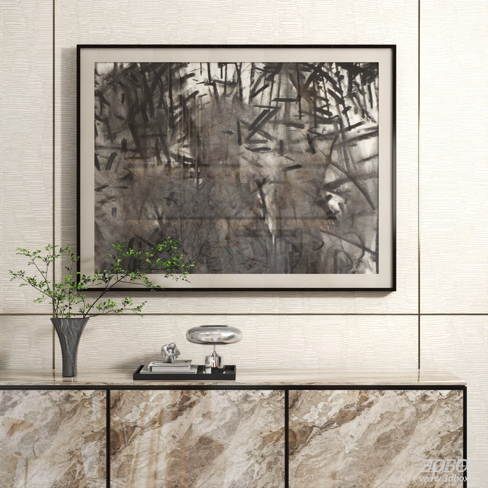 Monochrome Abstract Framed Wall Art Decor