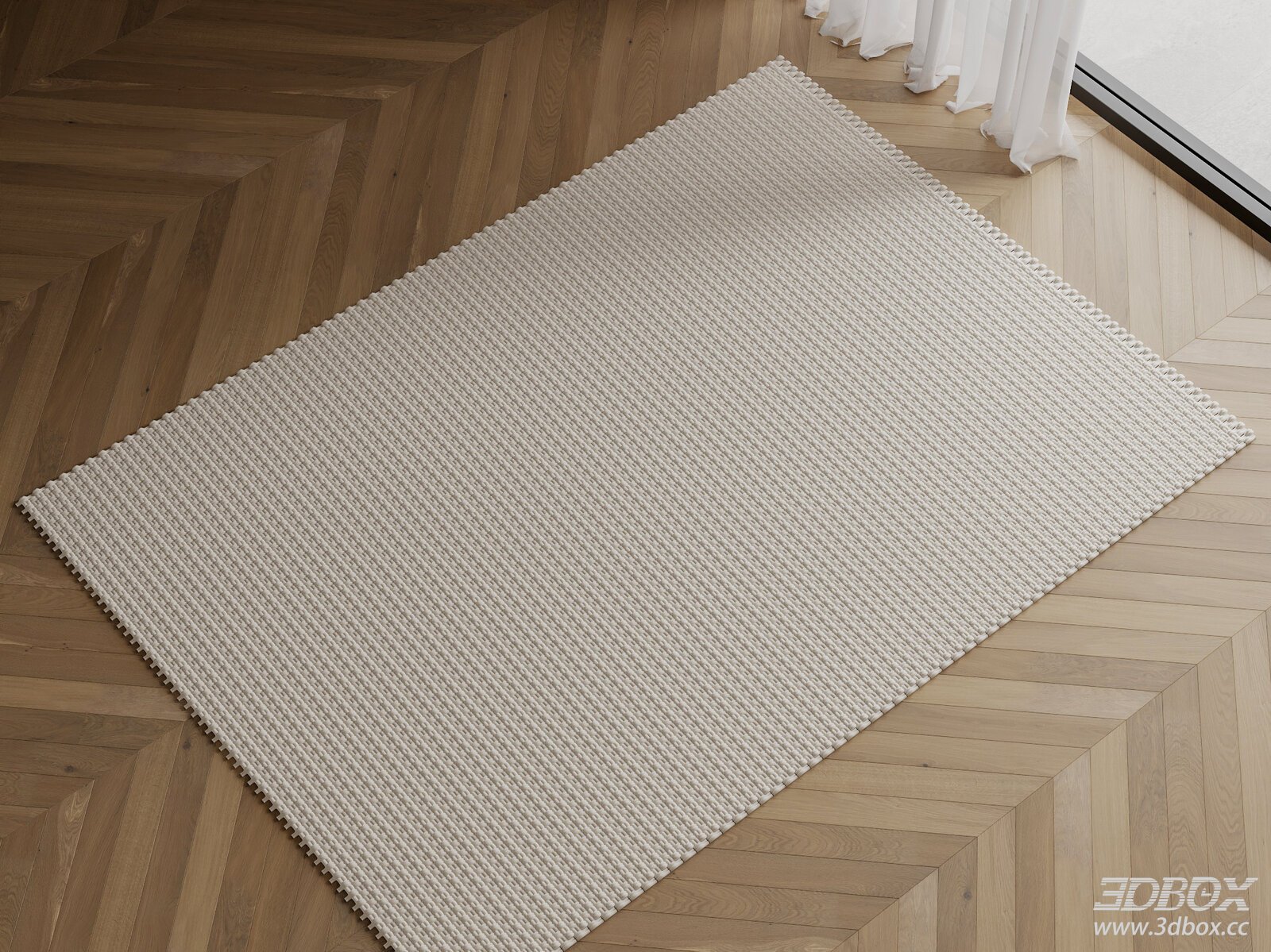 Modern Minimalist Woven Beige Square Carpet