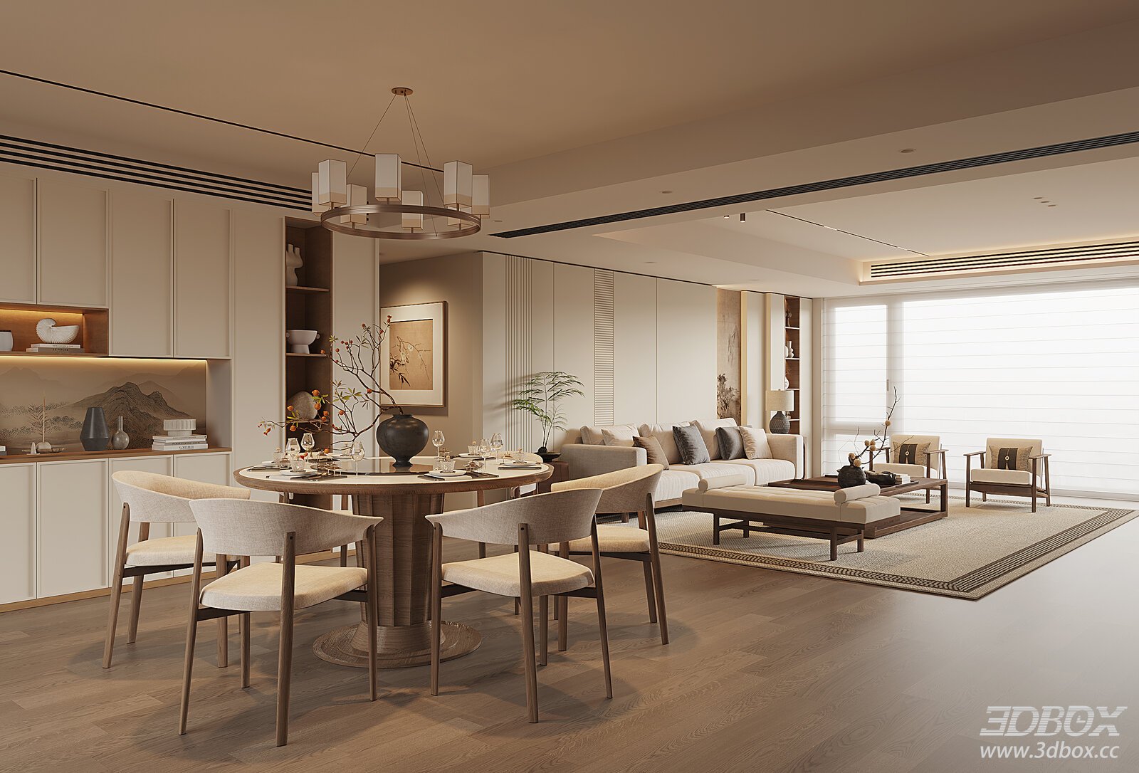 Modern Song Style Living and Dining Room Interior