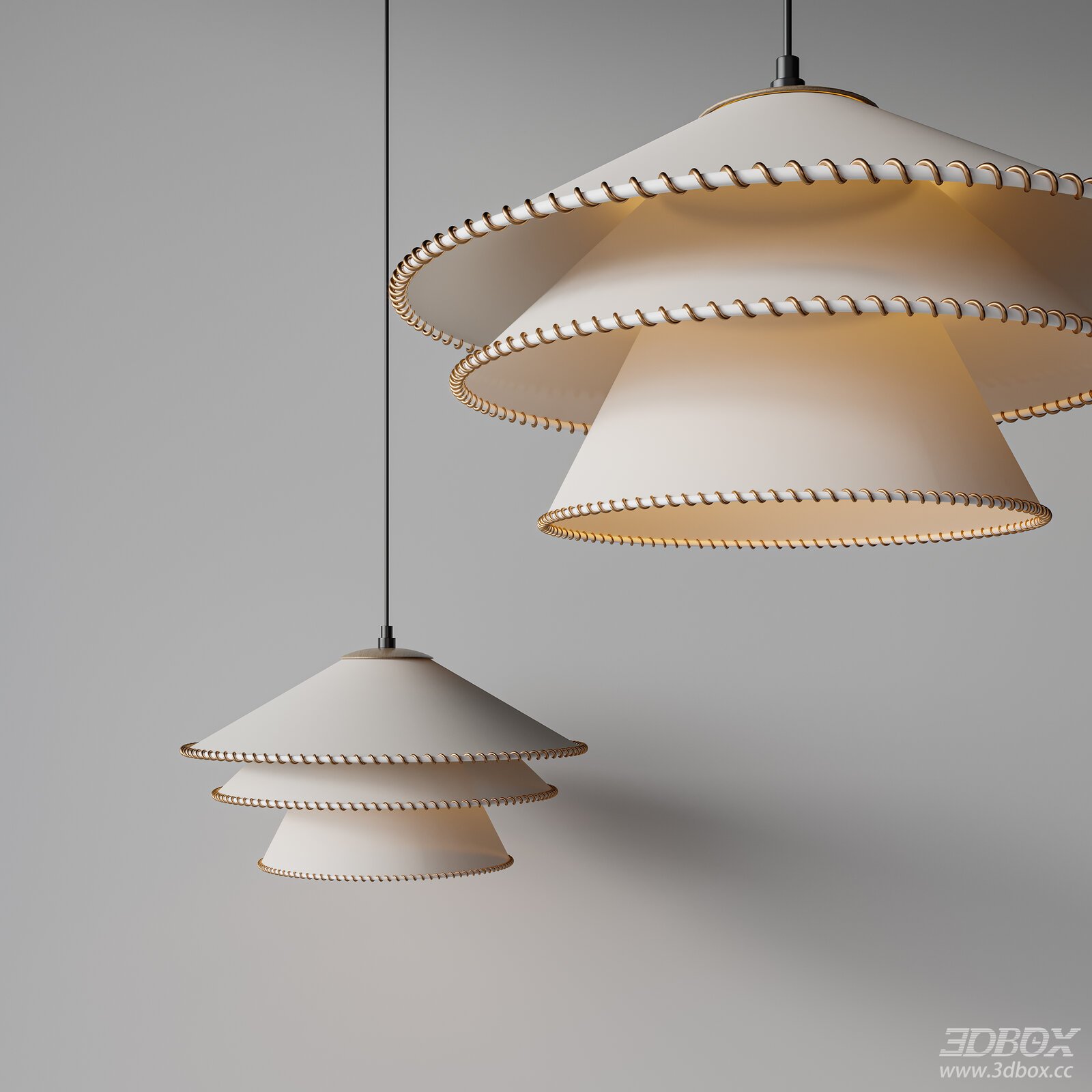 Mid Century Modern Fabric Shade Pendant Ceiling Lamp Set