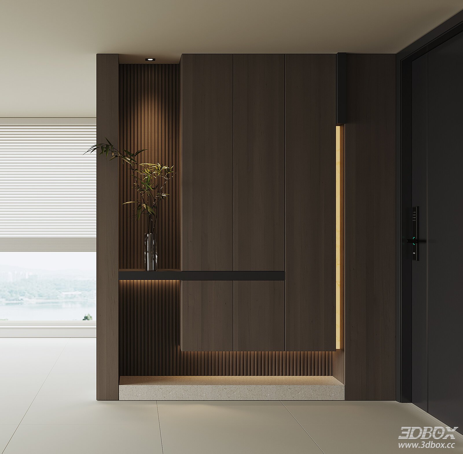 Modern Minimalist Hallway Entry Shoe Cabinet