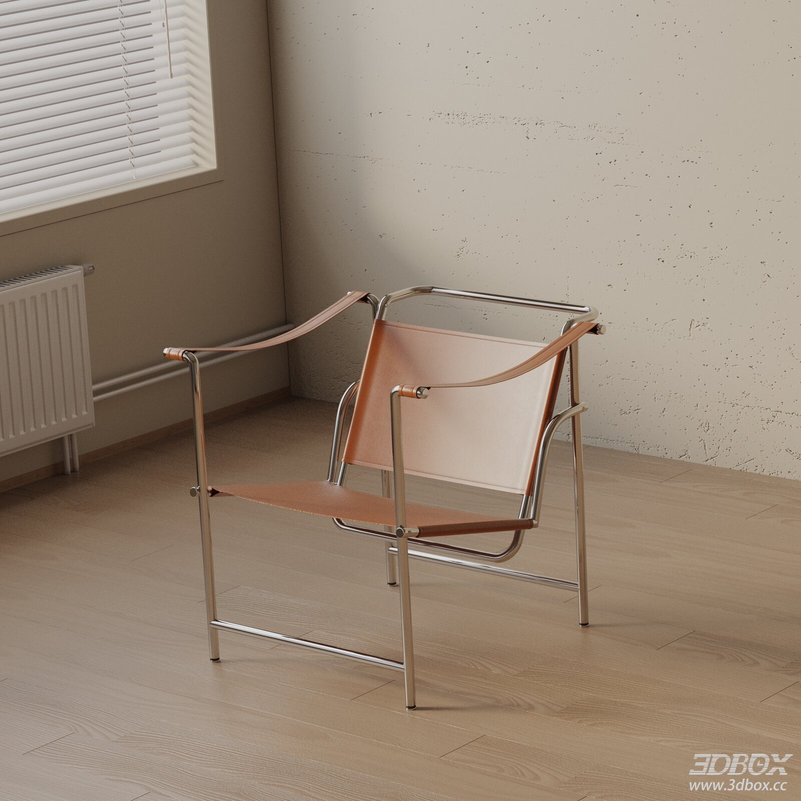 Modern Leather Stainless Steel Frame Armchair