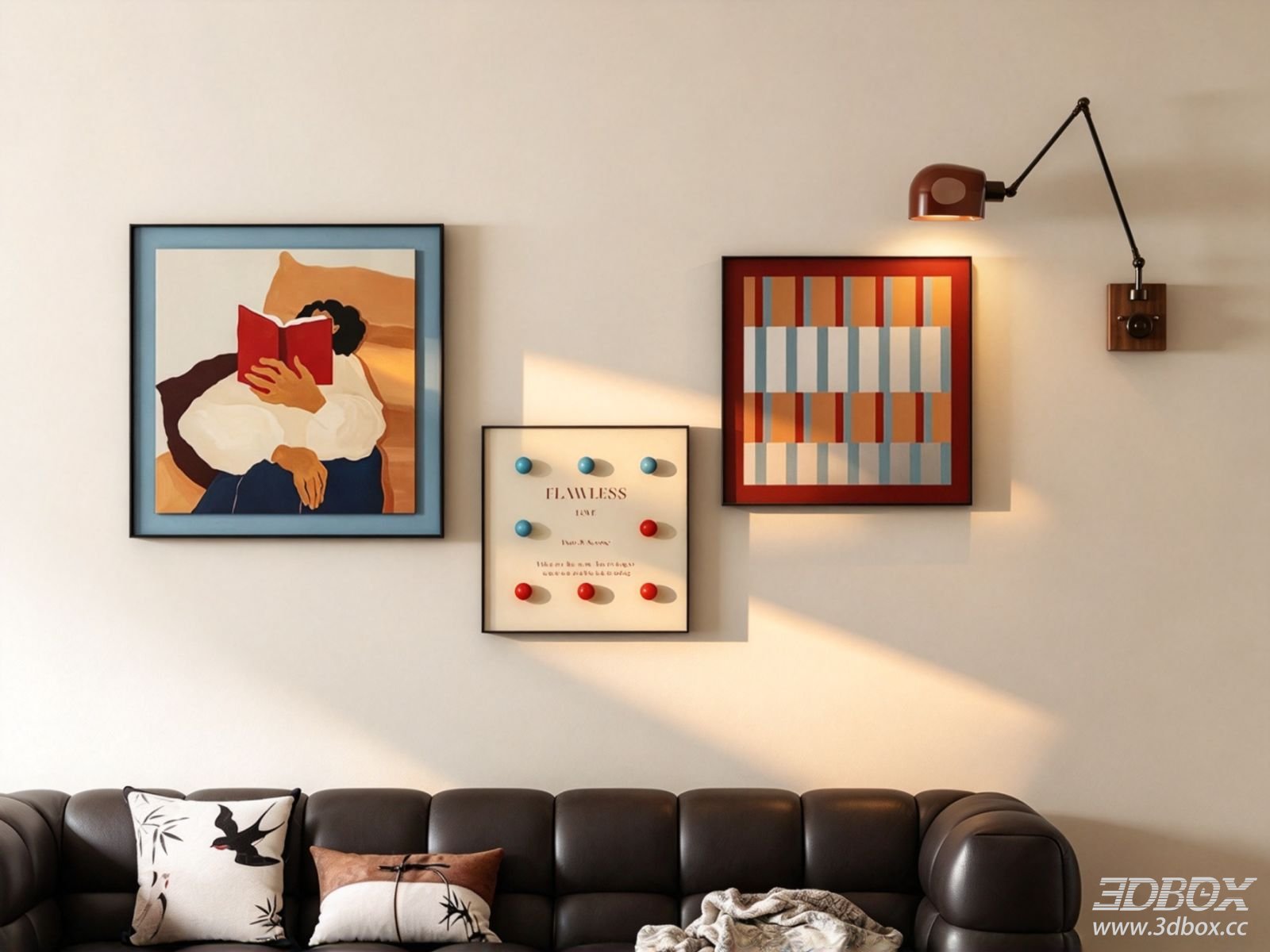 Mid Century Decorative Framed Painting Set