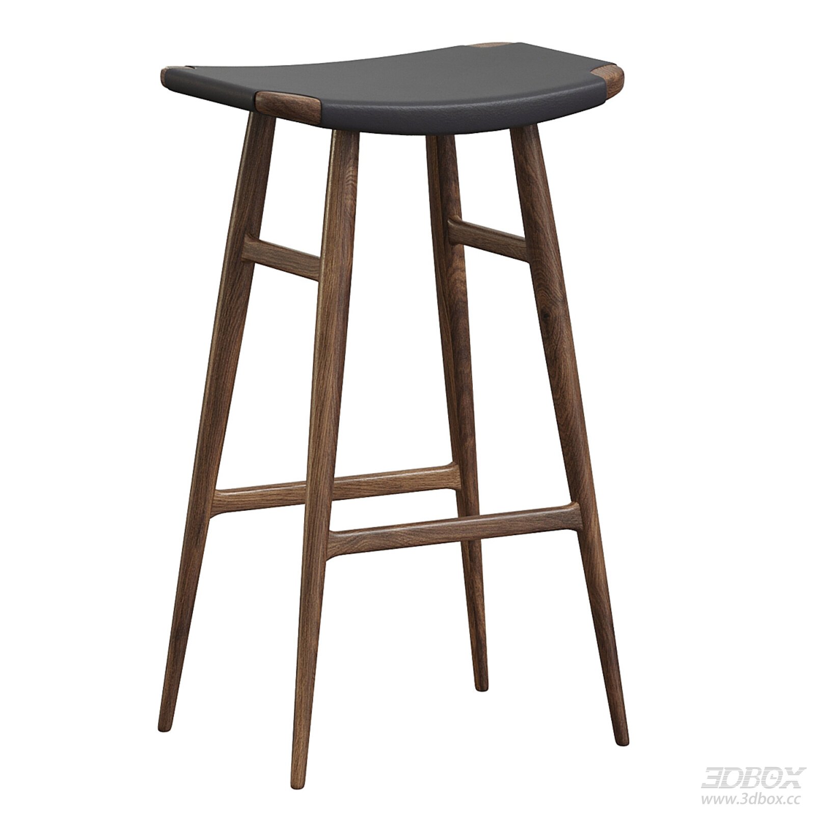Wabi Sabi Walnut Wood Leather Bar Stool