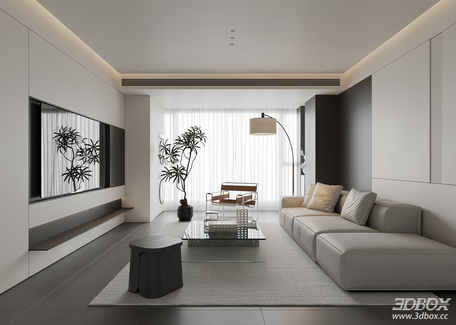 Modern Minimalist Living Room Interior Scene