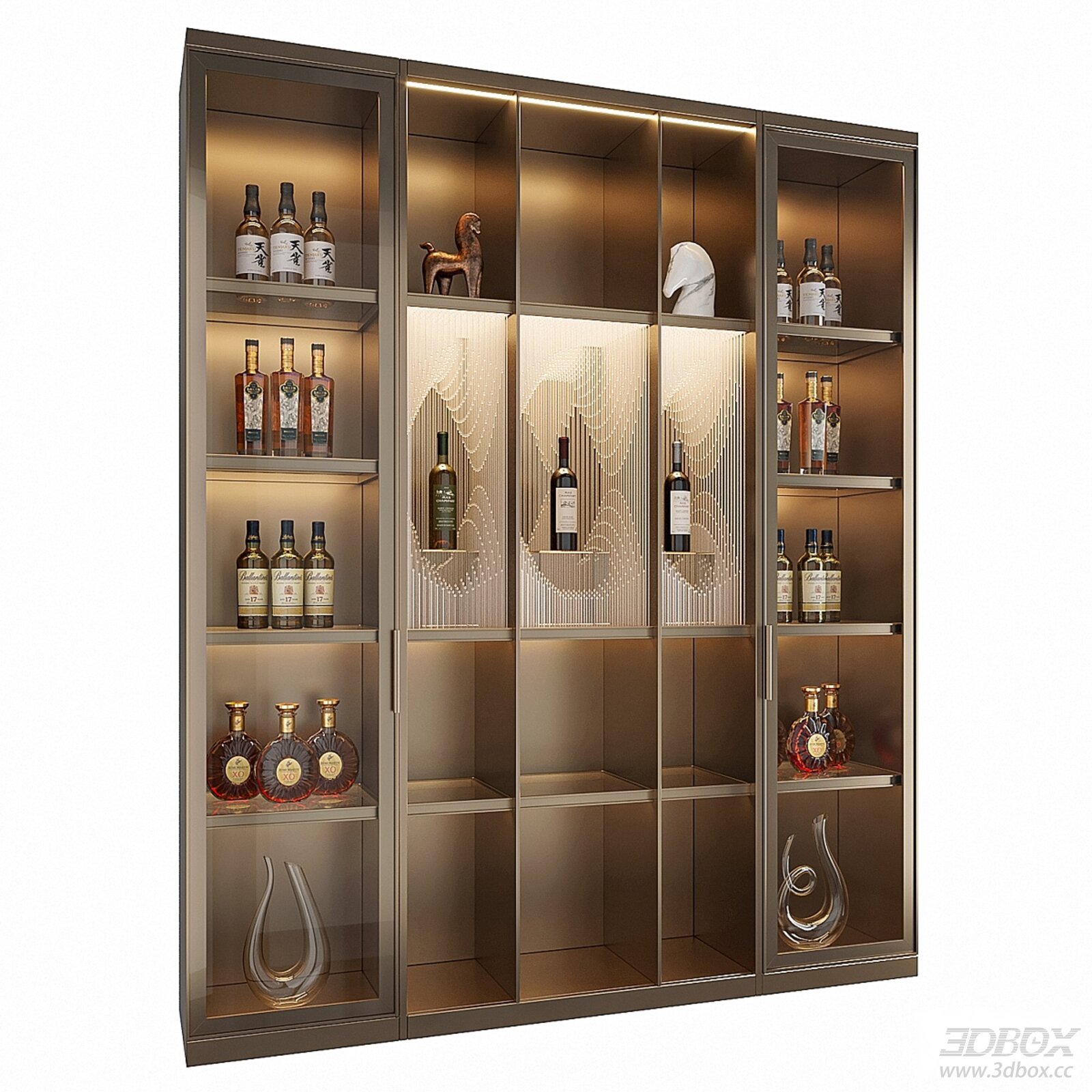 Modern Luxury Glass Door Wine Display Cabinet With LED Light