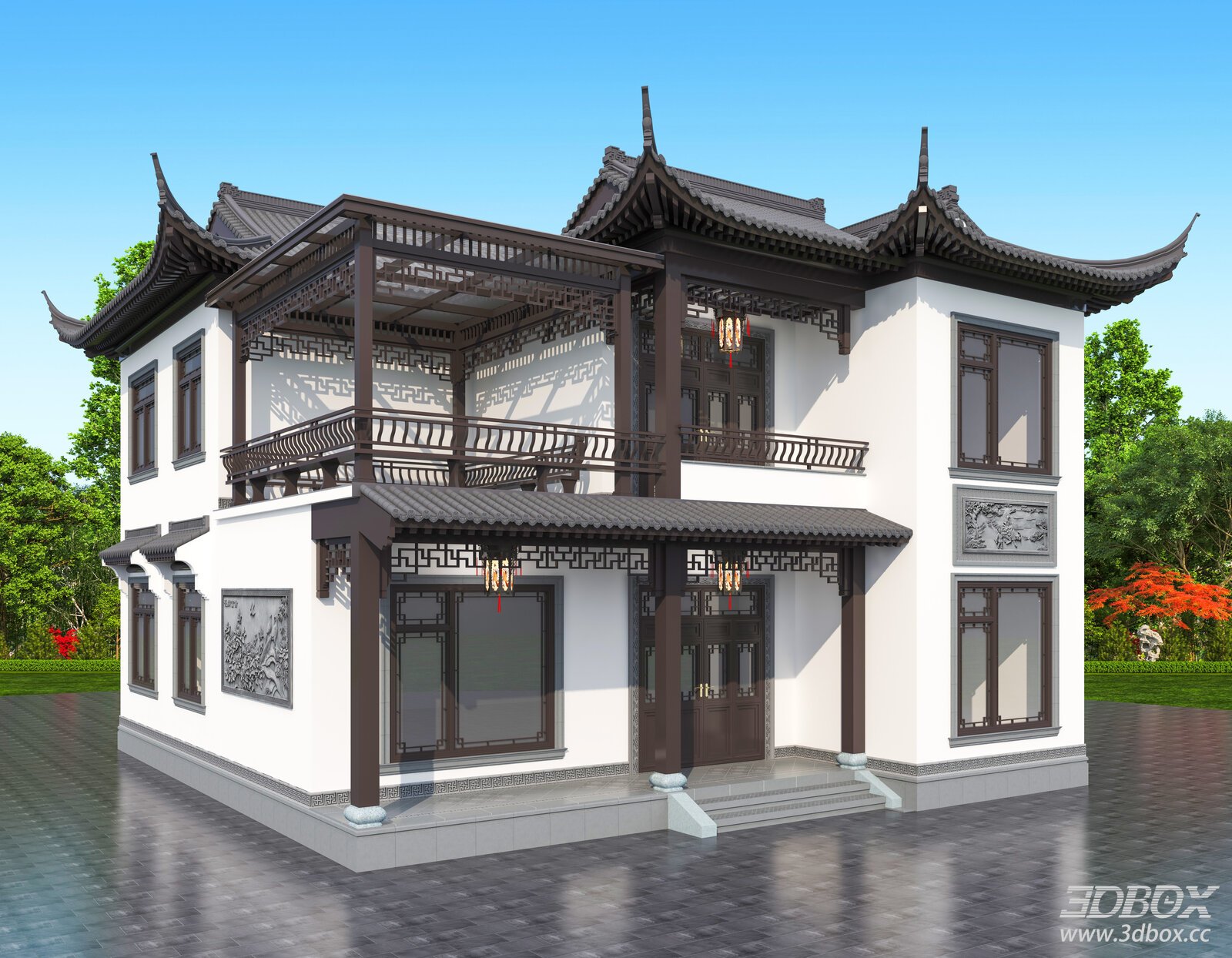 Traditional Chinese Suzhou Style Villa Exterior Building