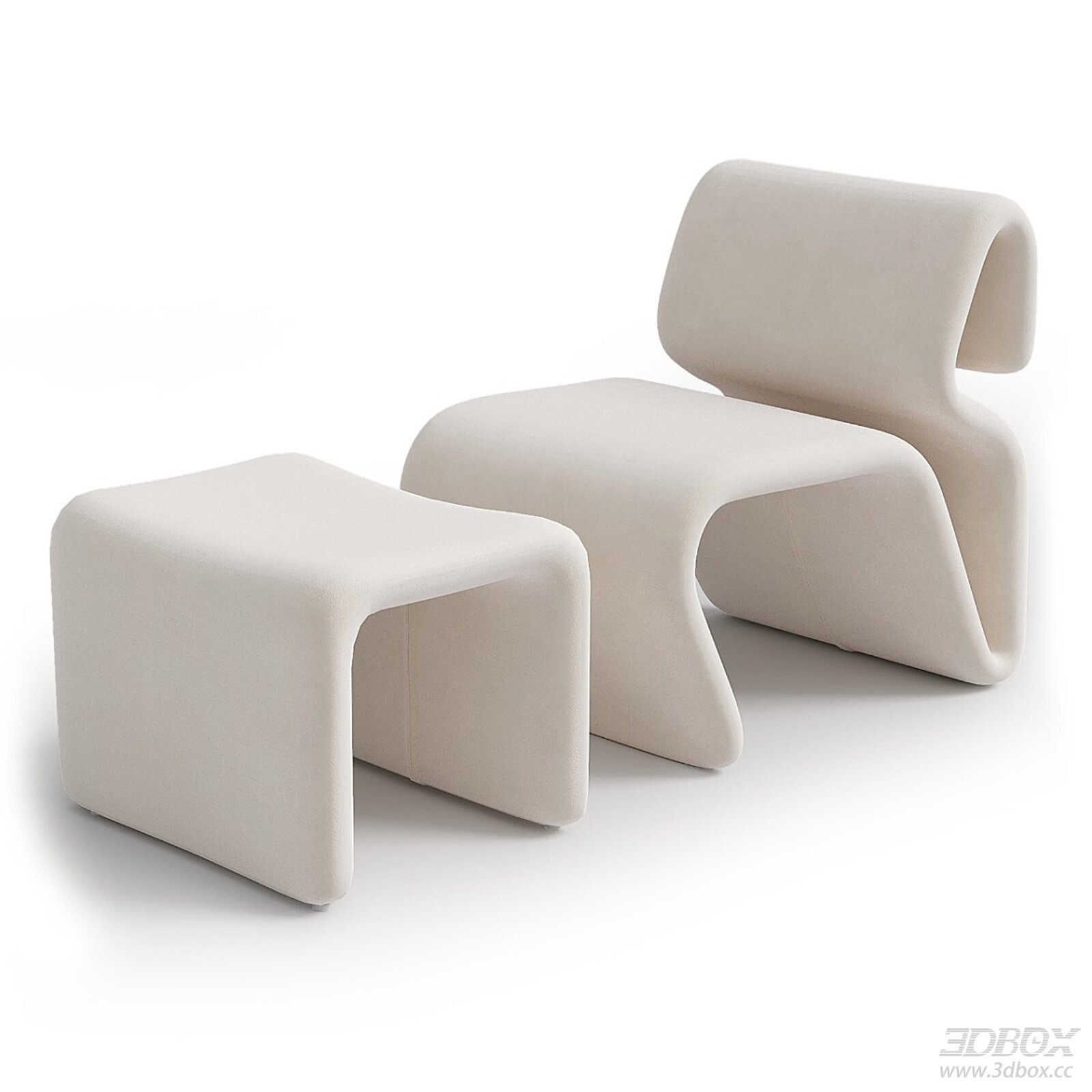 Modern Minimalist Fabric Armchair with Ottoman