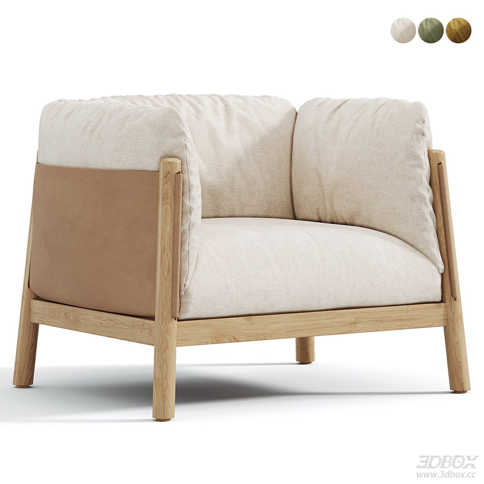 Modern Fabric Single Sofa with Wooden Frame