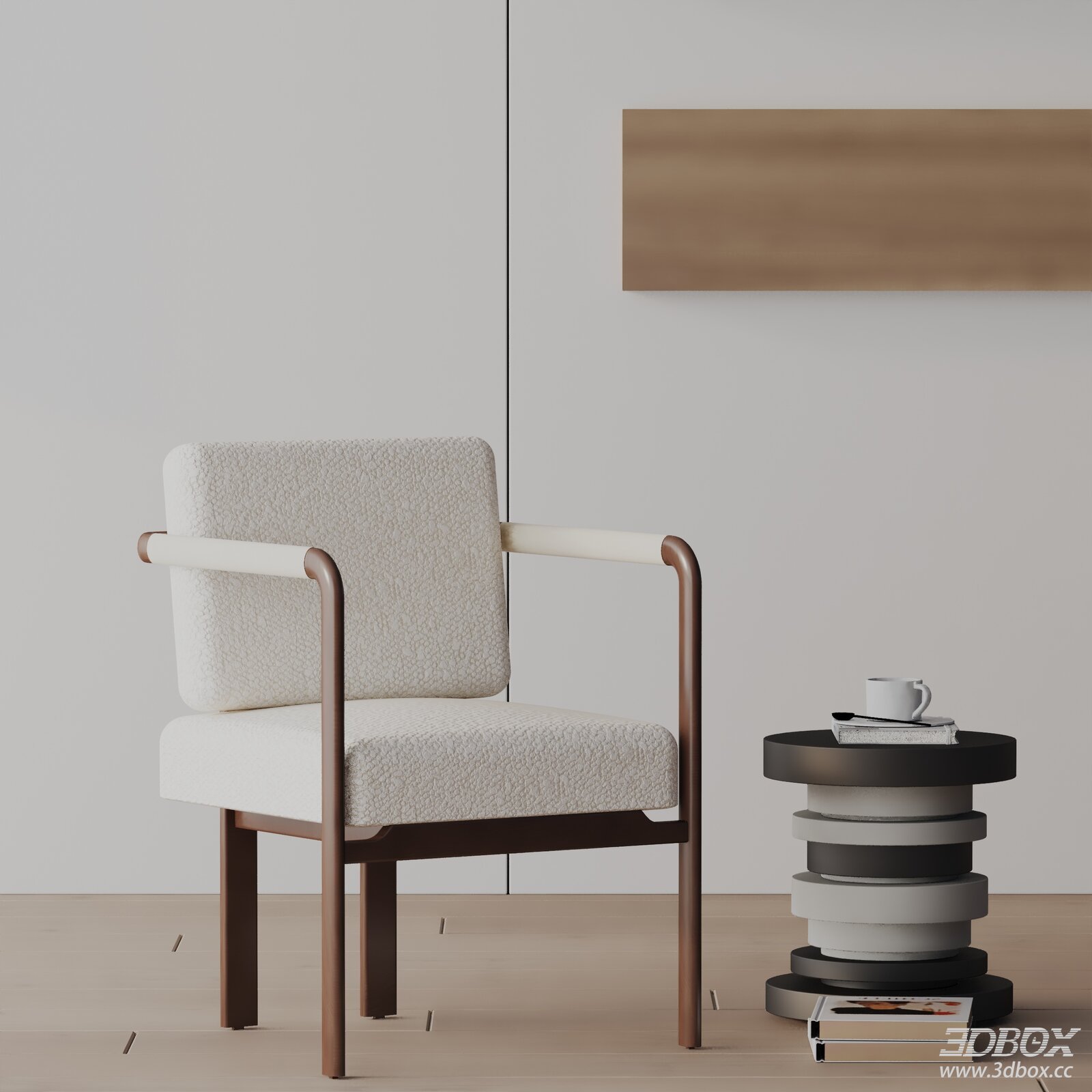 Modern Fabric Upholstered Wooden Dining Armchair