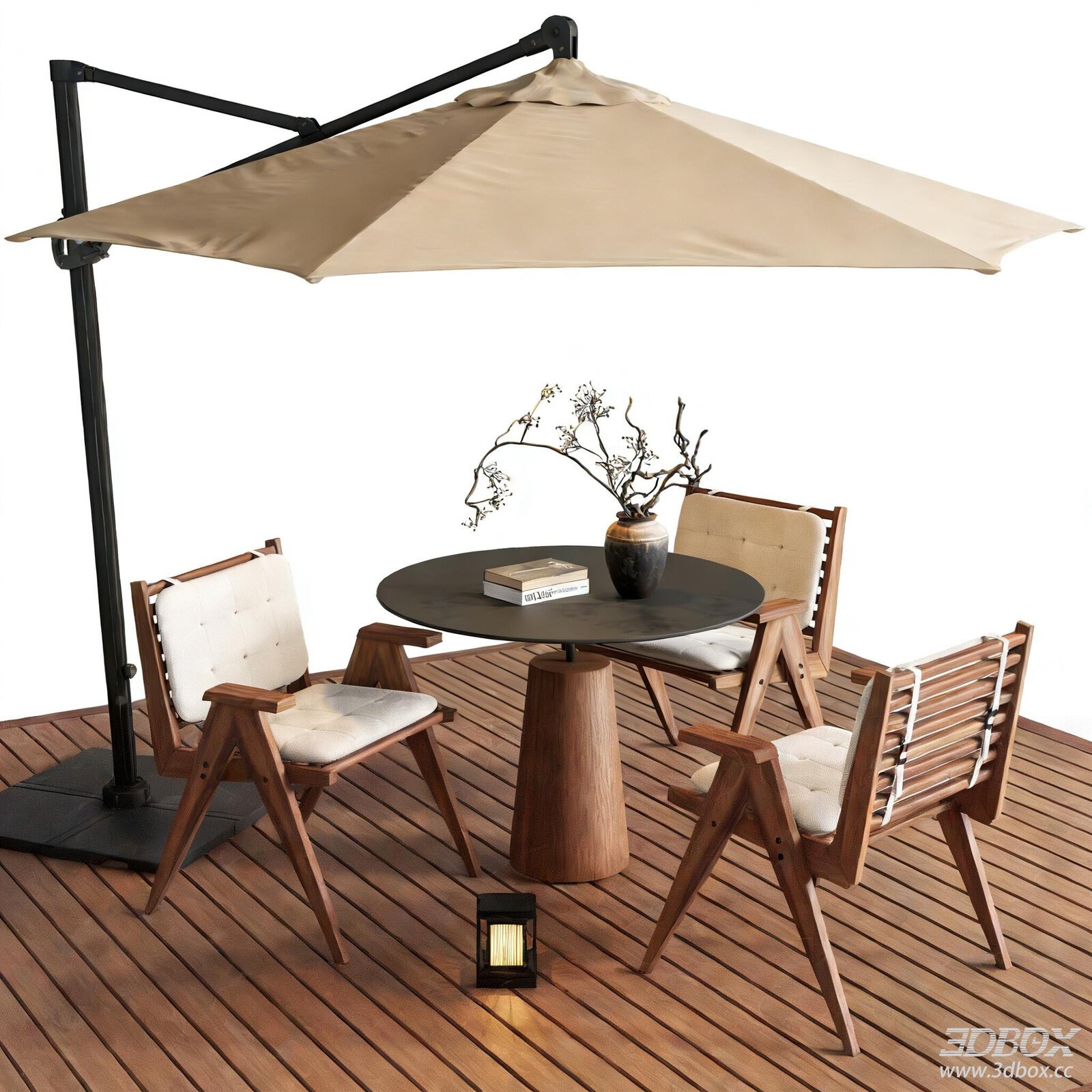 Modern Outdoor Patio Dining Set with Parasol