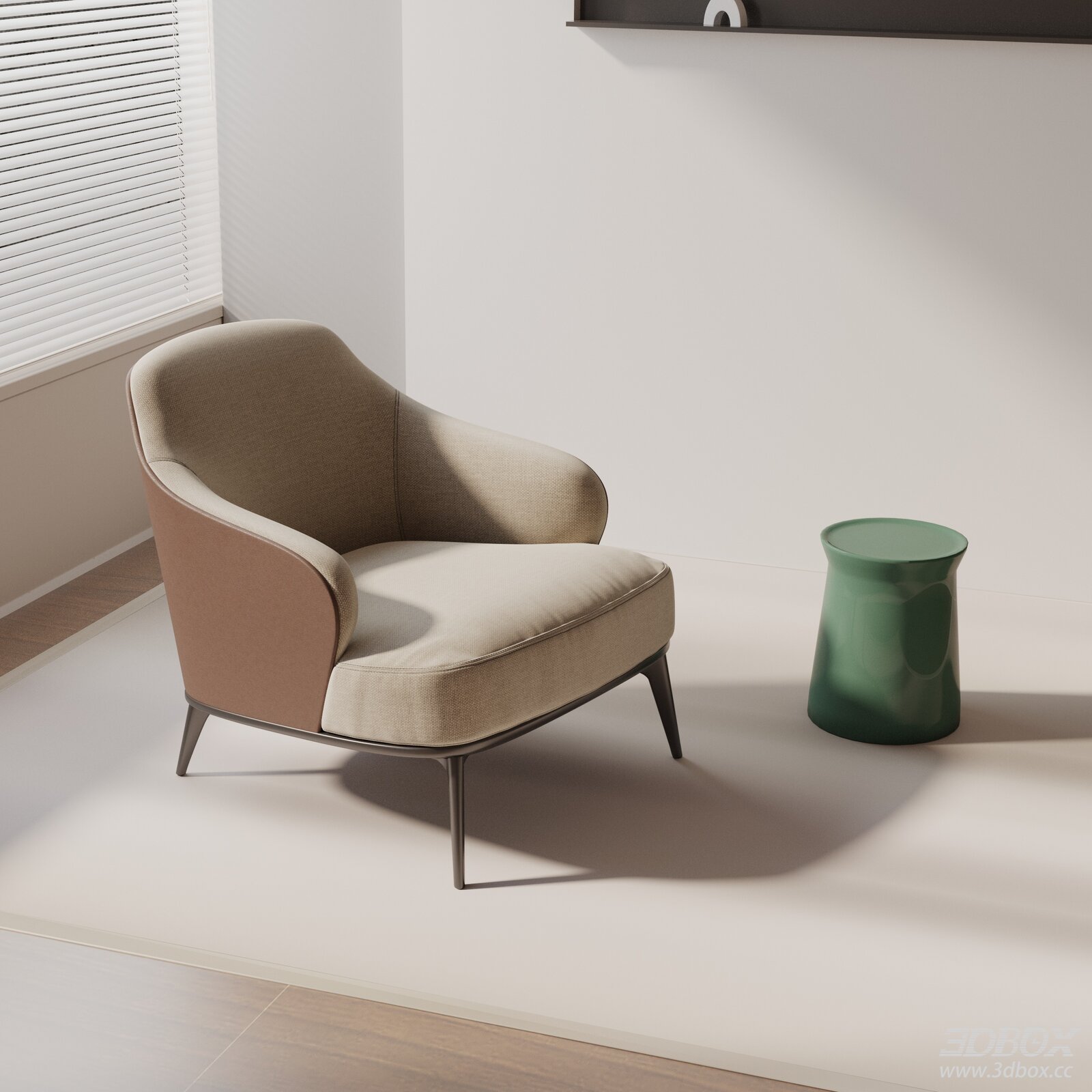 Modern Fabric Leather Armchair with Metal Legs