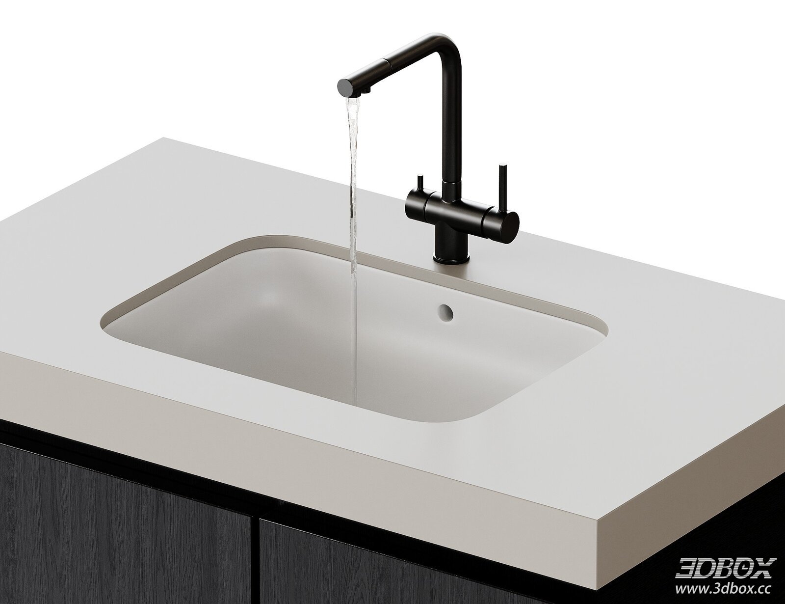 Modern Undermount Wash Basin with Matte Black Faucet