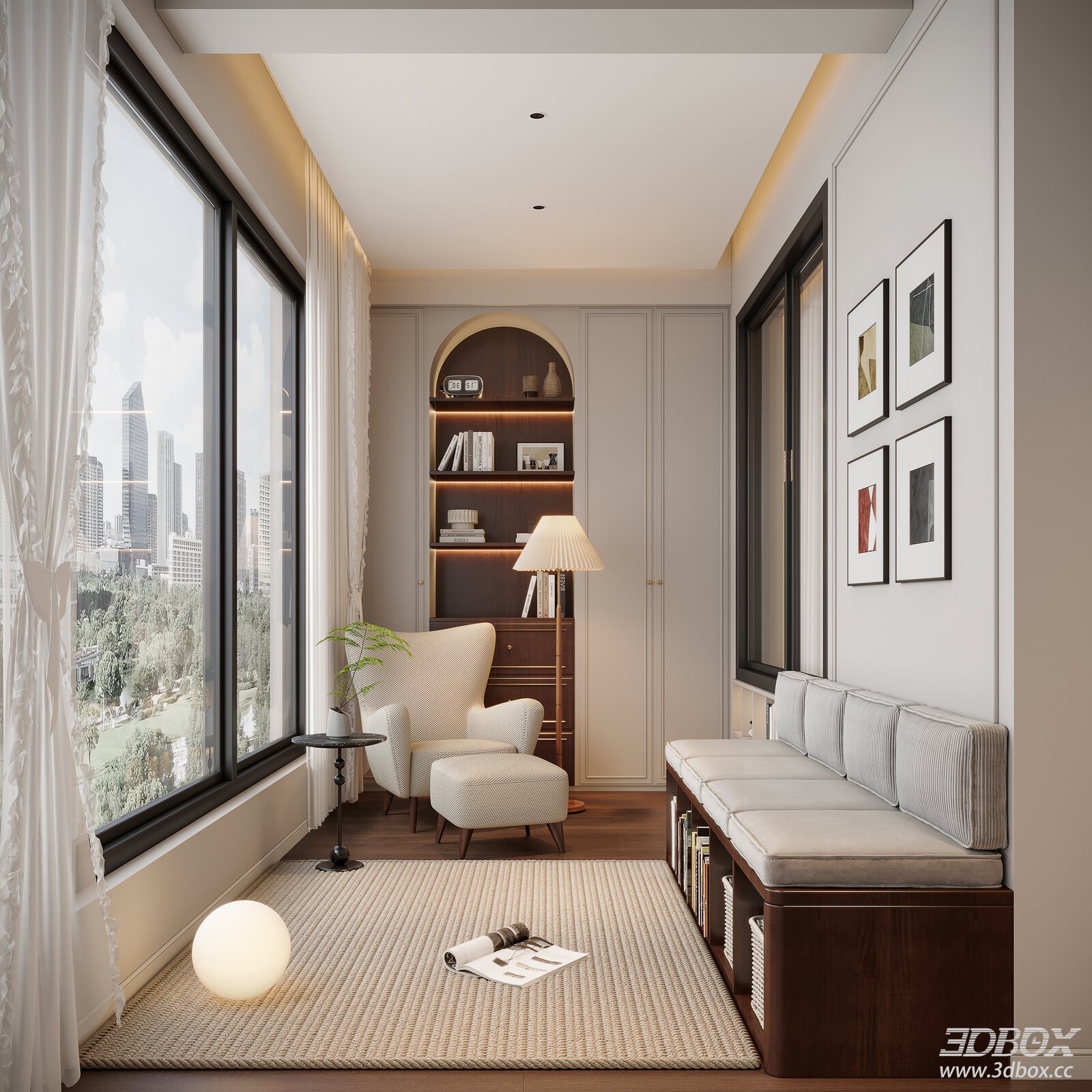 French Vintage Leisure Balcony Interior Scene