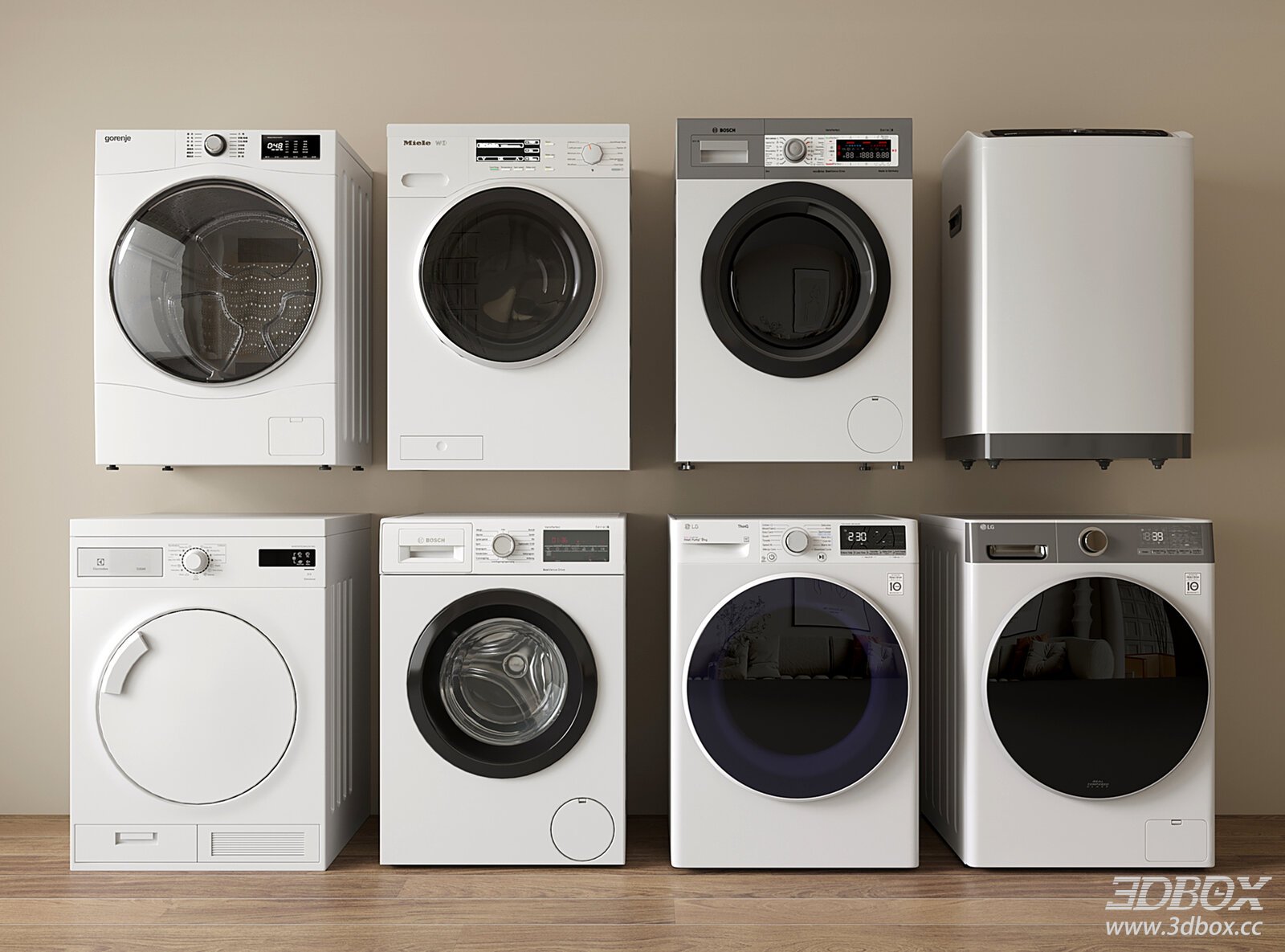 Modern Automatic Washing Machine Set, Front & Top Load Washers