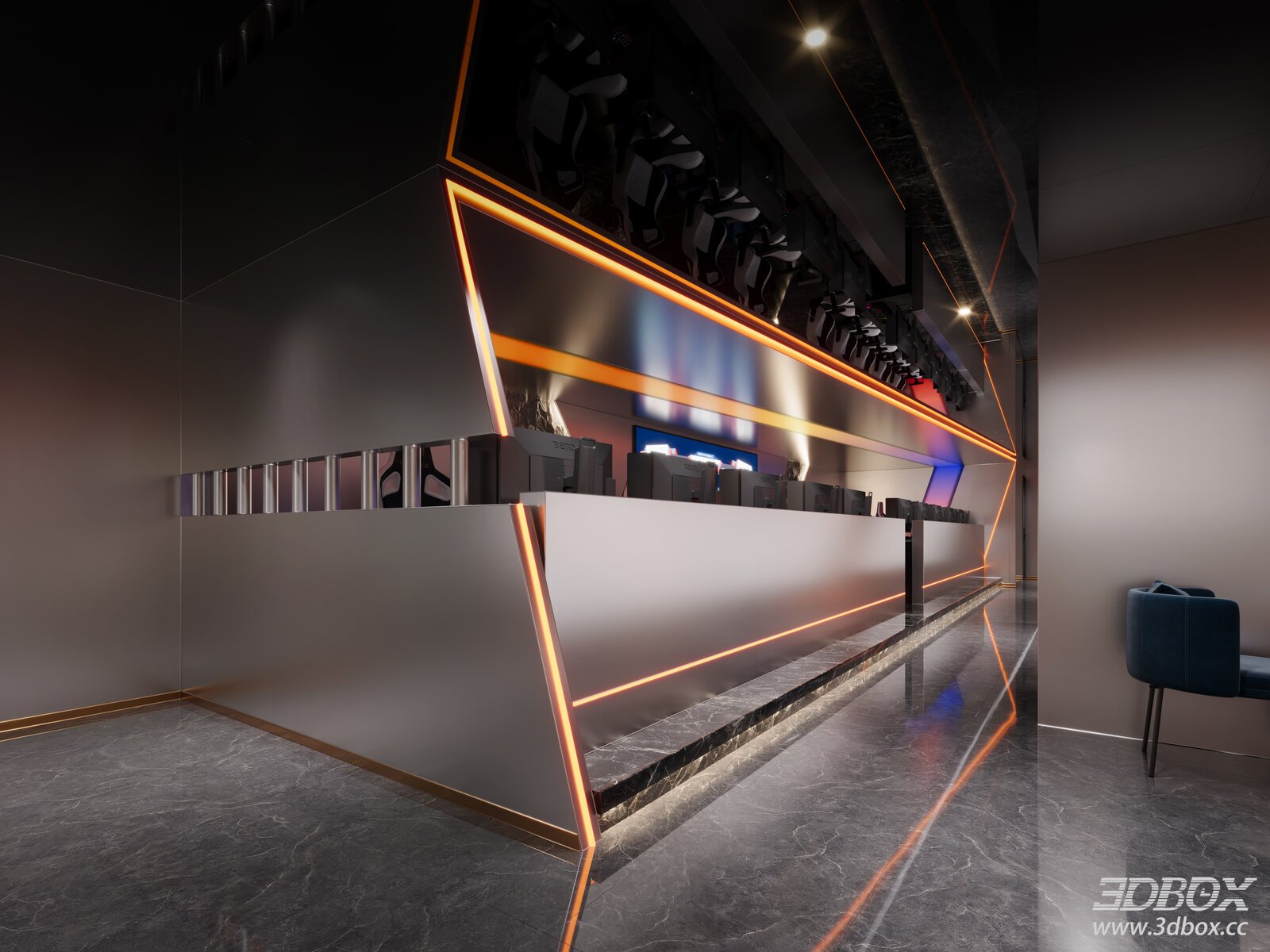 Modern Esports Internet Cafe Gaming Area Interior