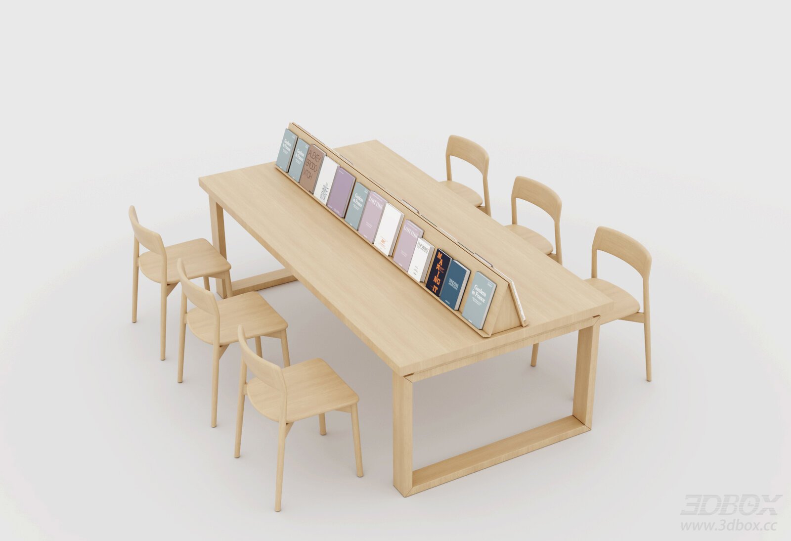 Wooden Student Reading Table and Chair Set with Book Divider