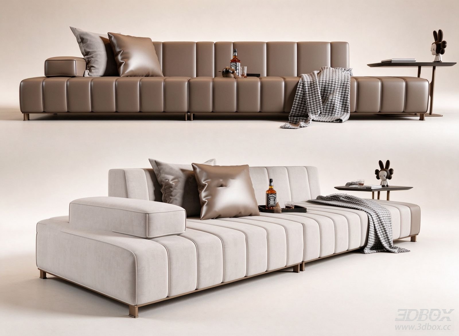 Modern Luxury Modular Leather Fabric Sofa Set