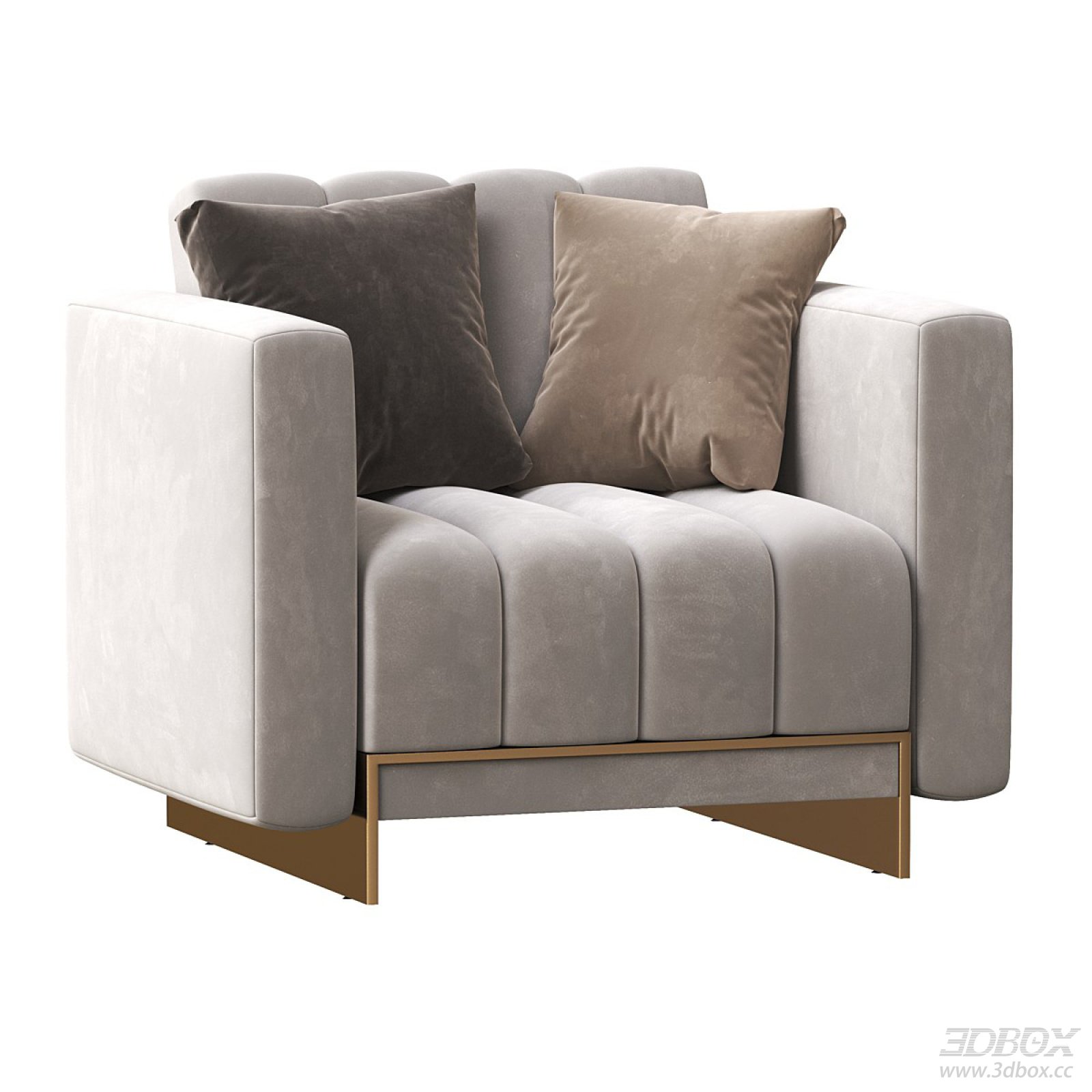Modern Luxury Velvet Single Armchair with Brass Base