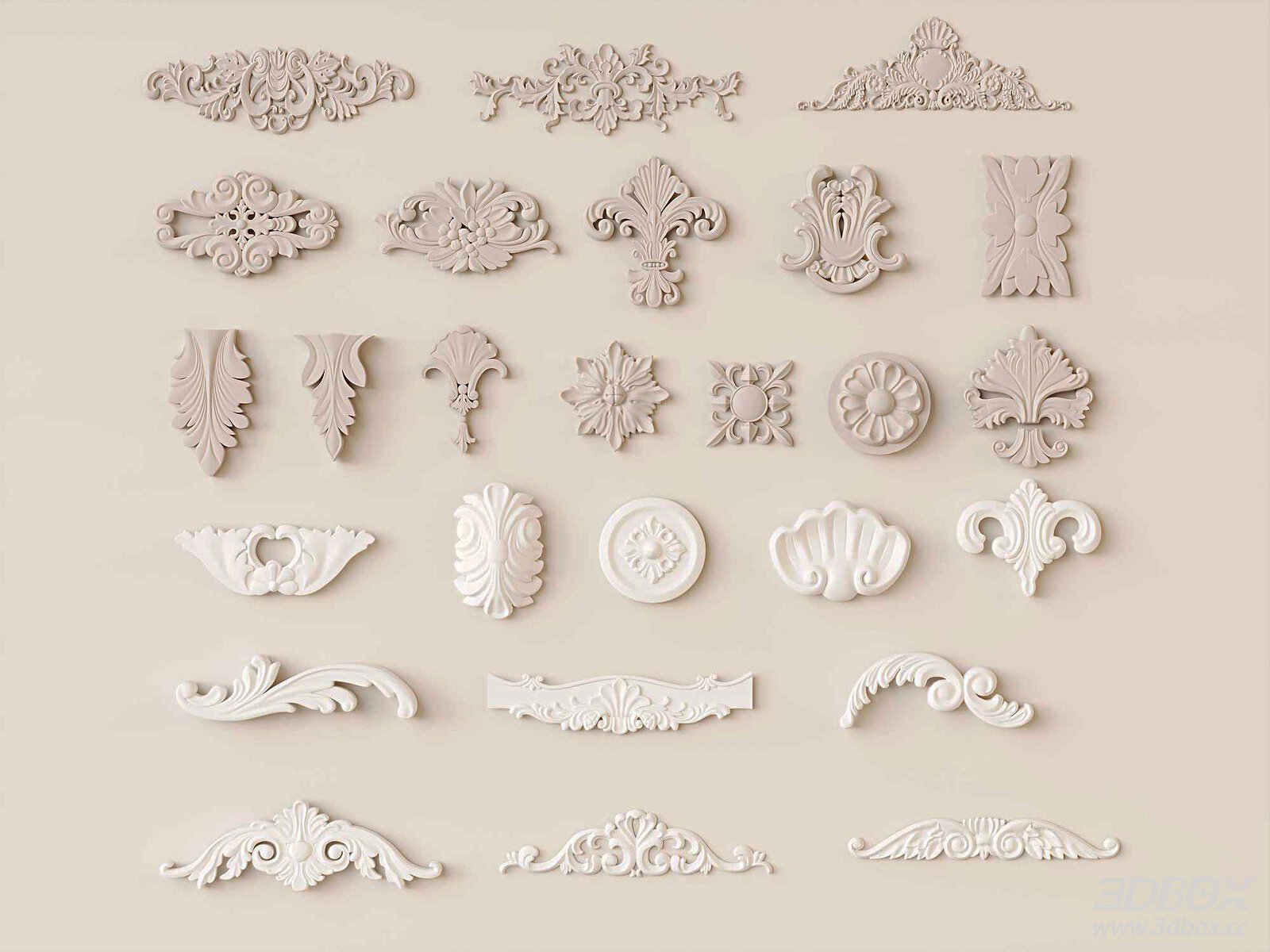 French Style Carved Gypsum Relief Decorative Plaster Set