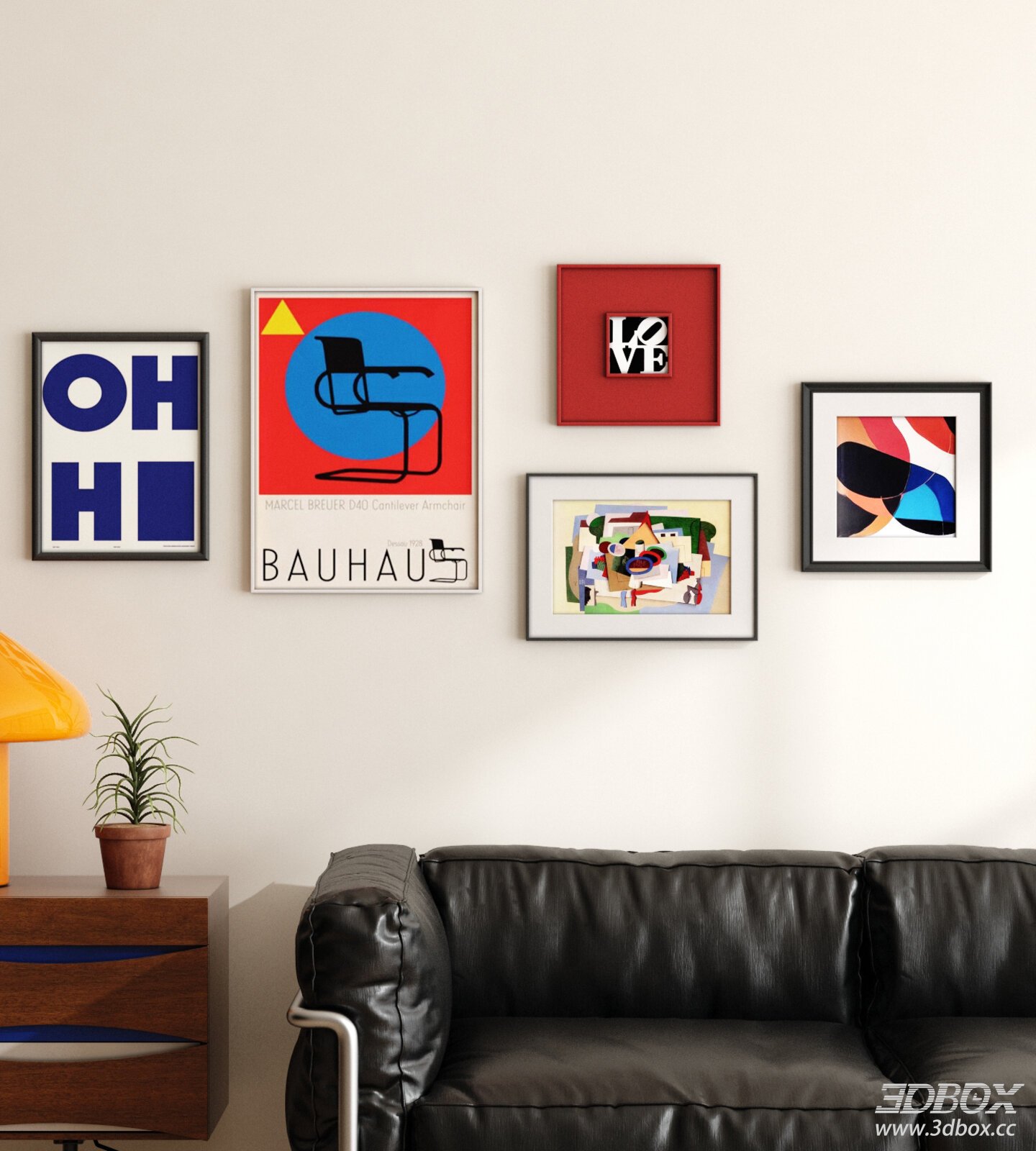 Bauhaus Style Abstract Decorative Wall Art Frame Set