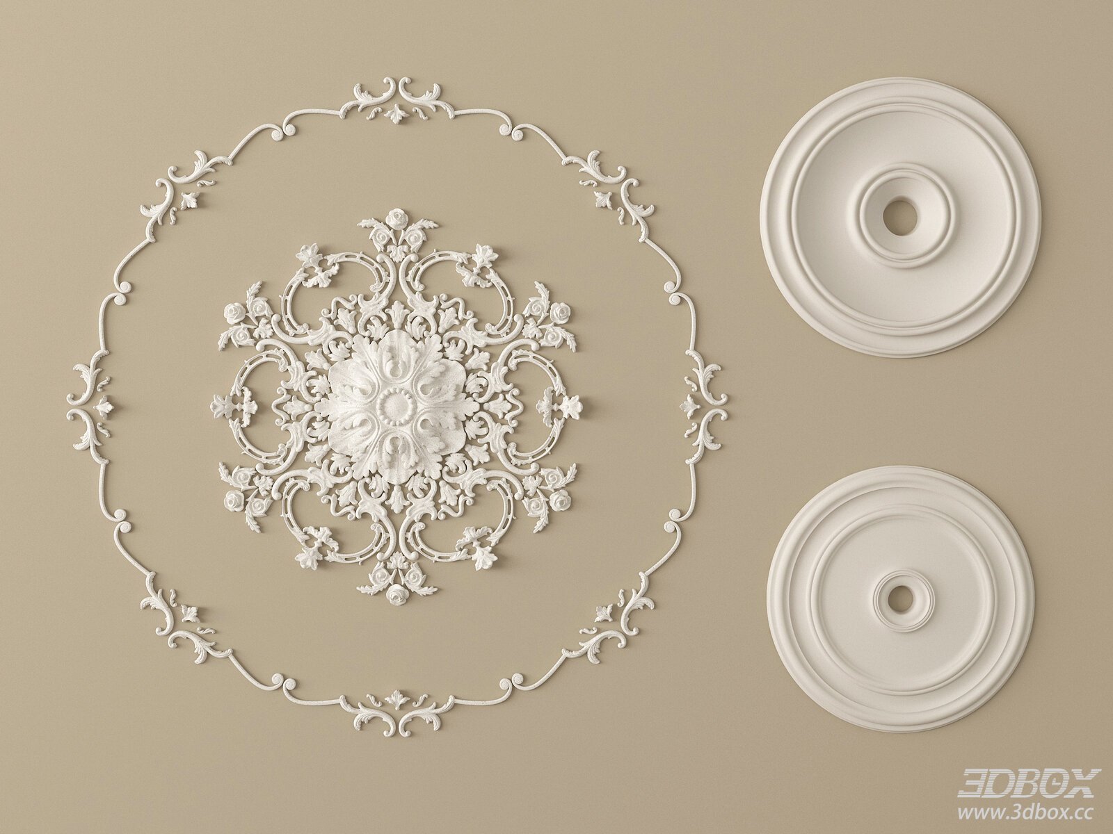 Classic Decorative Plaster Ceiling Rosette Set