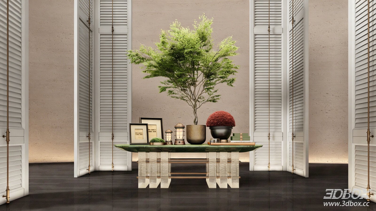 Modern Vintage Hotel Lobby Console Table Decor Set