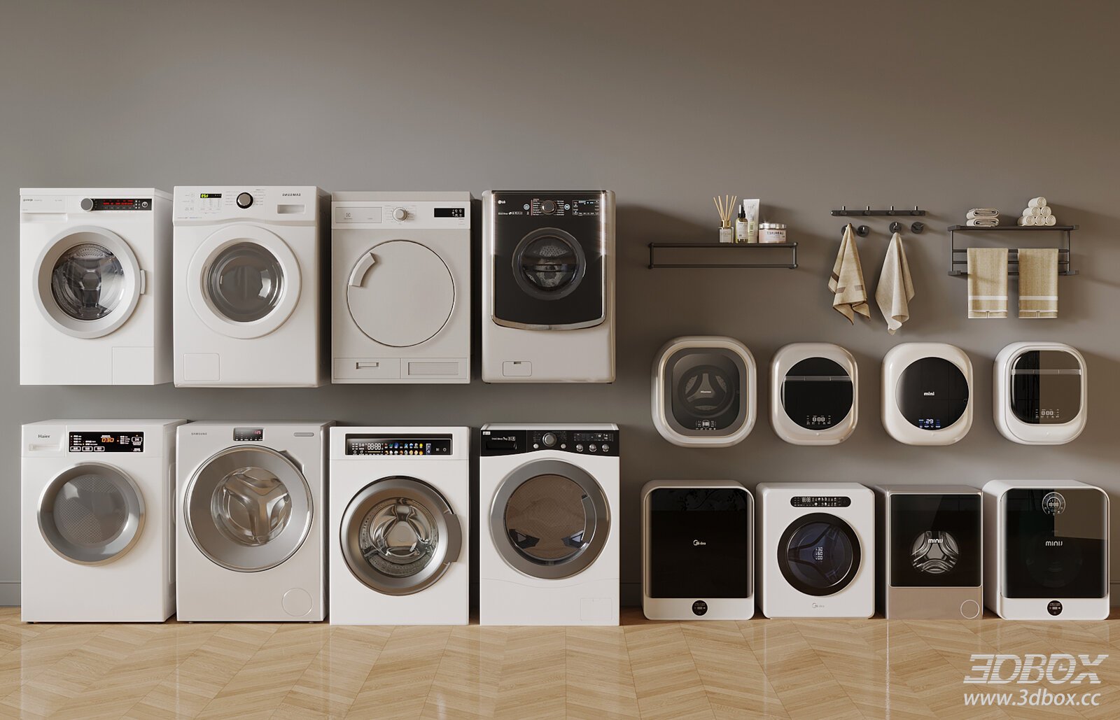Modern Washing Machines Collection Household Appliance Set